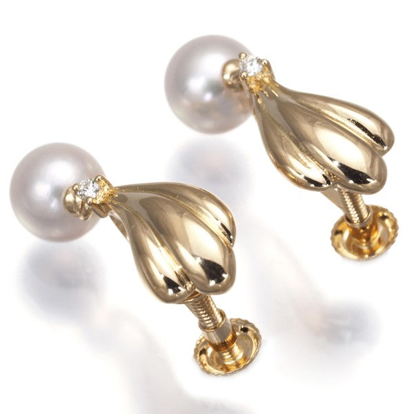 Tasaki Earrings Akoya Pearl Pearl Diamond 18K 750