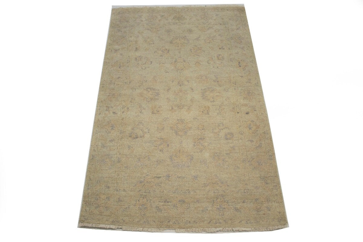 Handmade Oushak Chobi Oriental Rug Muted Floral