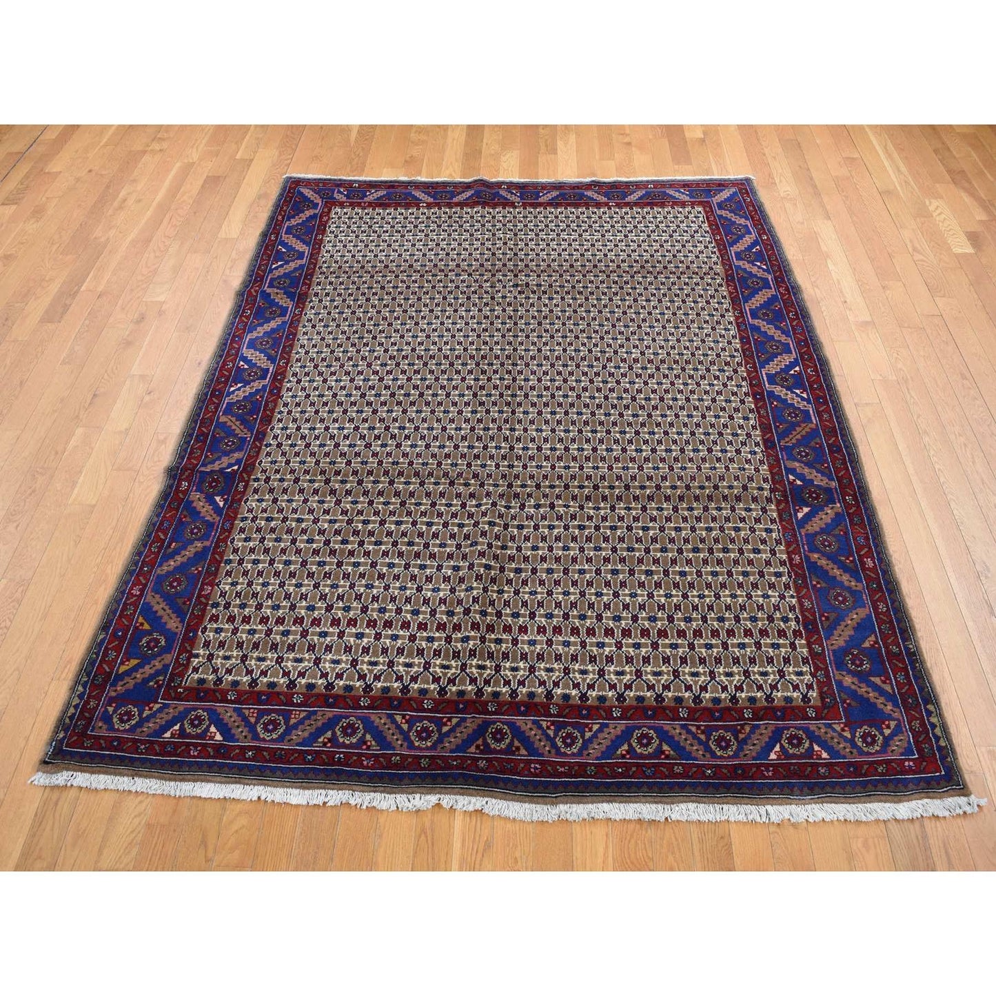 6'8"X9'1" Brown New Zoroastrian Serrib Pure Wool Hand Knotted Rug