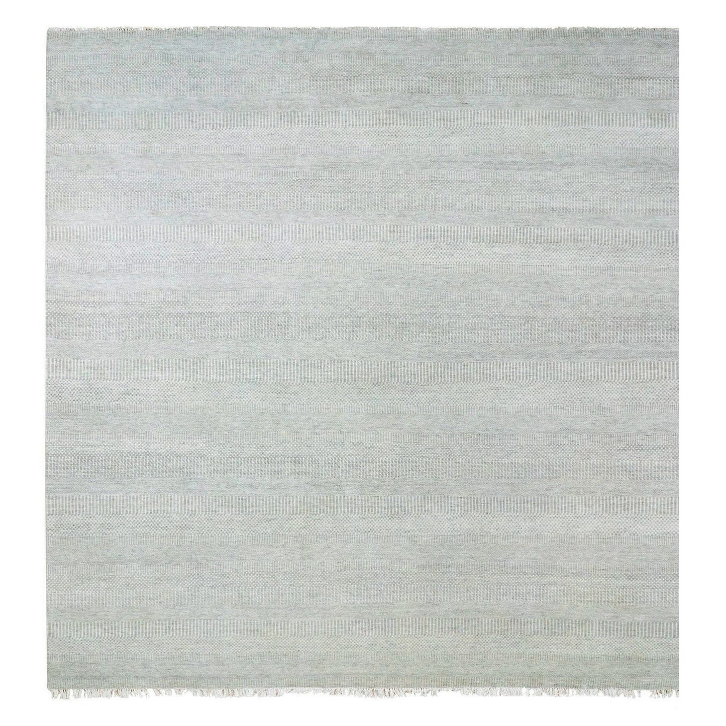 12'X12'4" Olive Gray Grass Design Undyed Wool Hand Knotted Square Rug