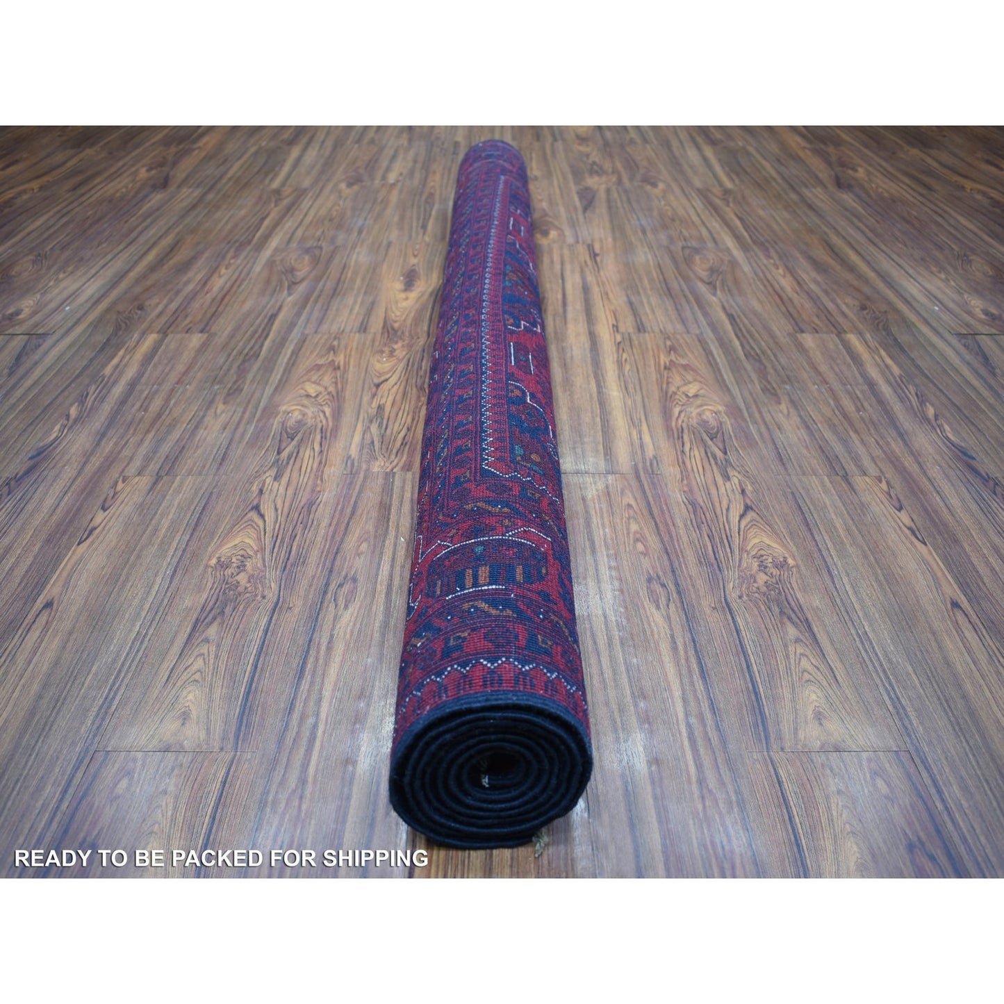 5'6"X7'8" Deep Red Hand Knotted Afghan Khamyab Soft Wool Rug