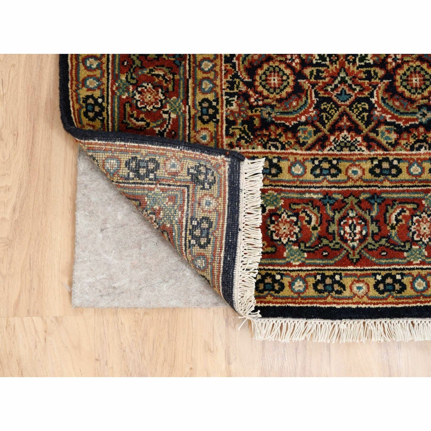 4'X10'1" Blue Herati Woolsilk 175 Kpsi Hand Knotted Gallery Runner Rug