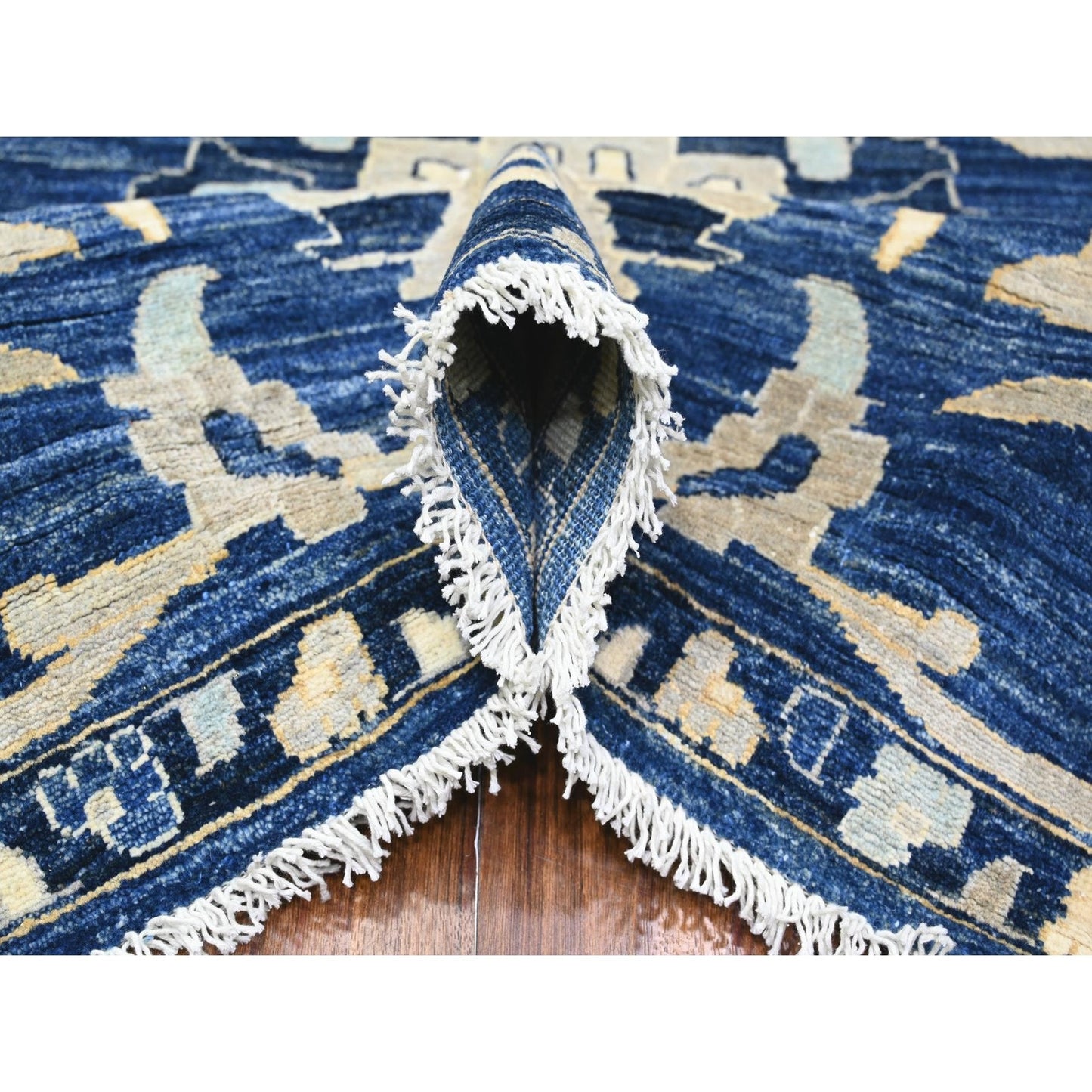 8'3"X9'8" Honorable Blue Wool Hand Knotted Peshawar Mahal Design Rug