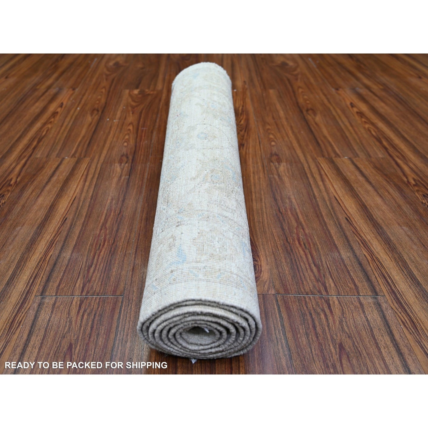 2'9"X7'8" Rose White Hand Knotted Wash Peshawar Wool Runner Rug