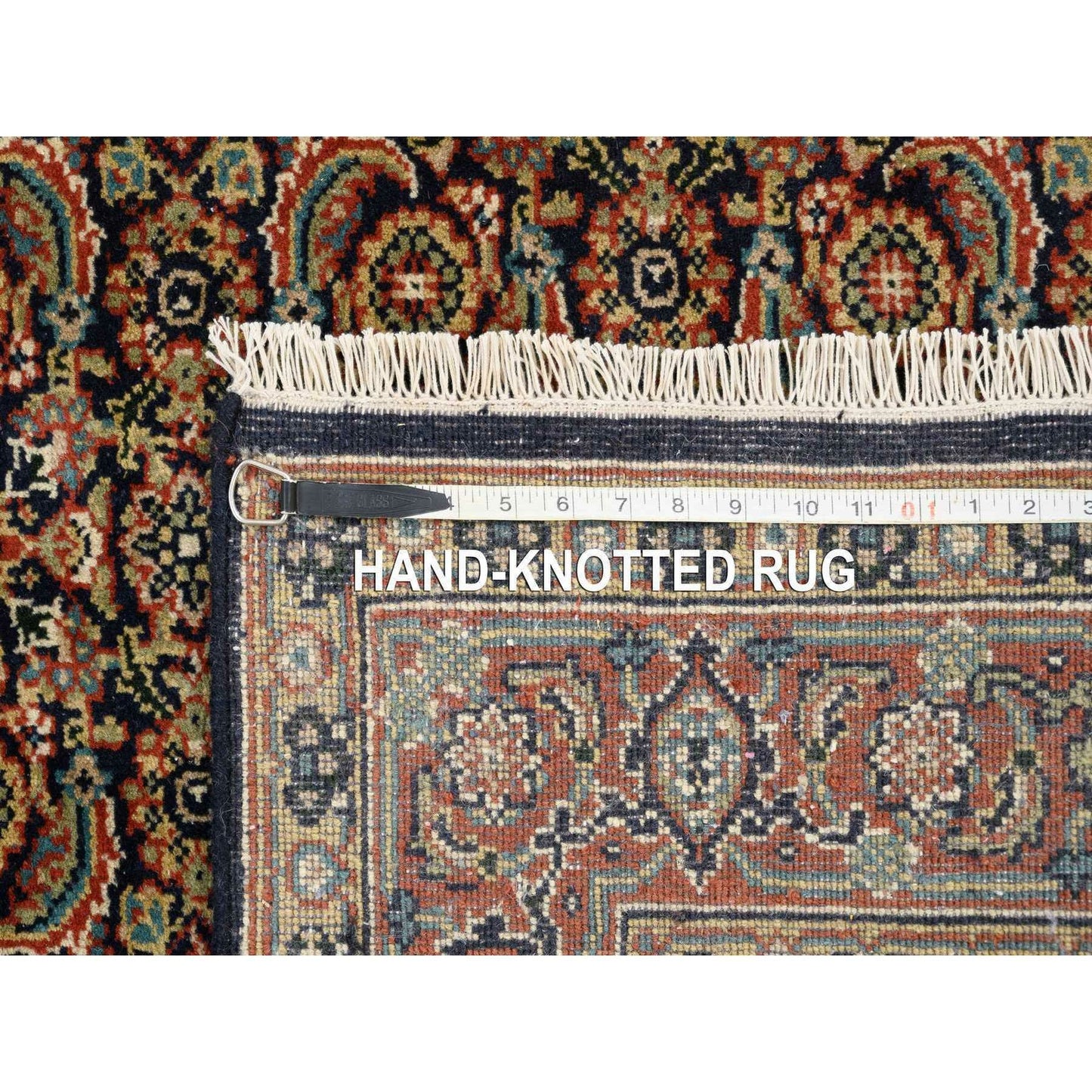 4'X10'1" Blue Herati Woolsilk 175 Kpsi Hand Knotted Gallery Runner Rug