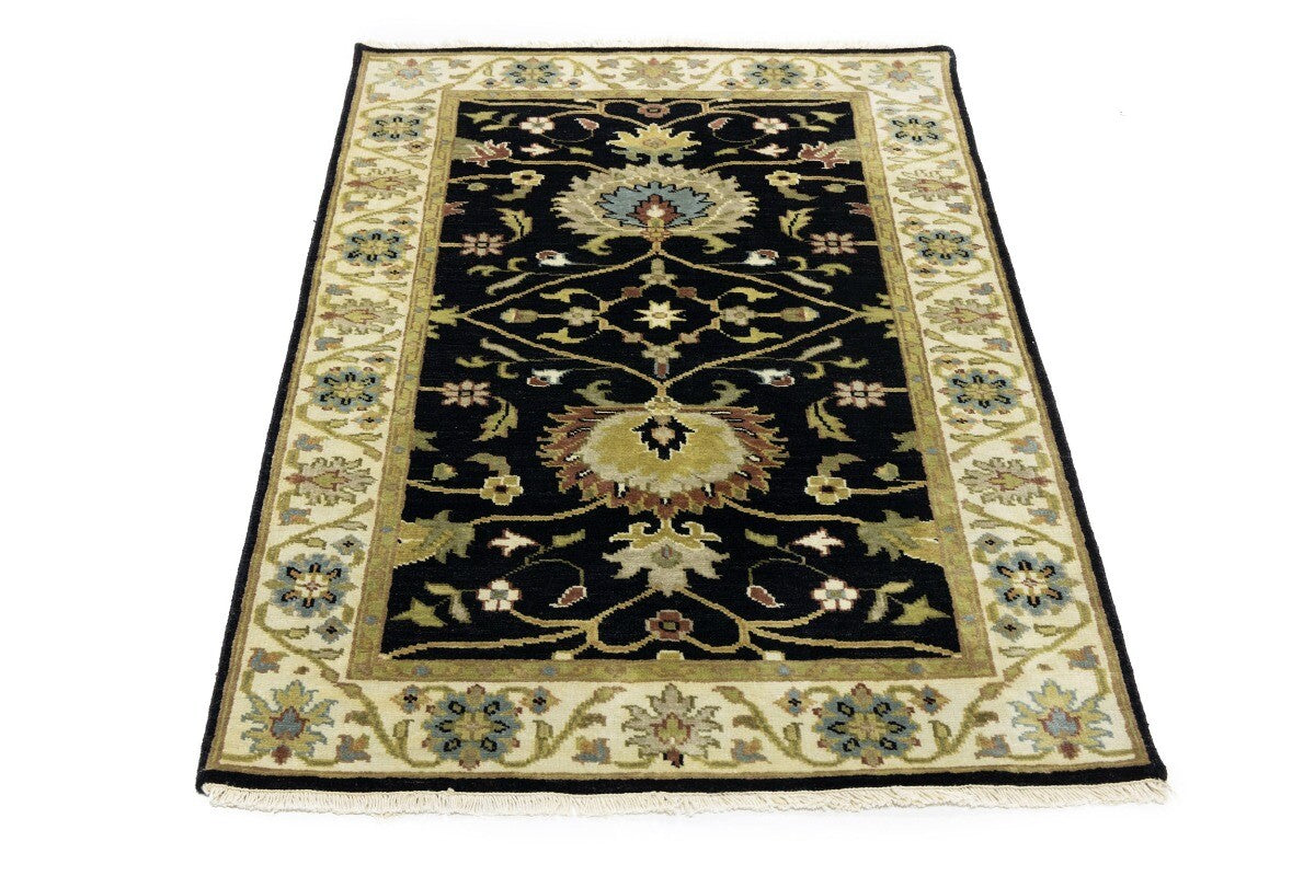 Handmade Black Osh Chobi Peshawar Rug Small