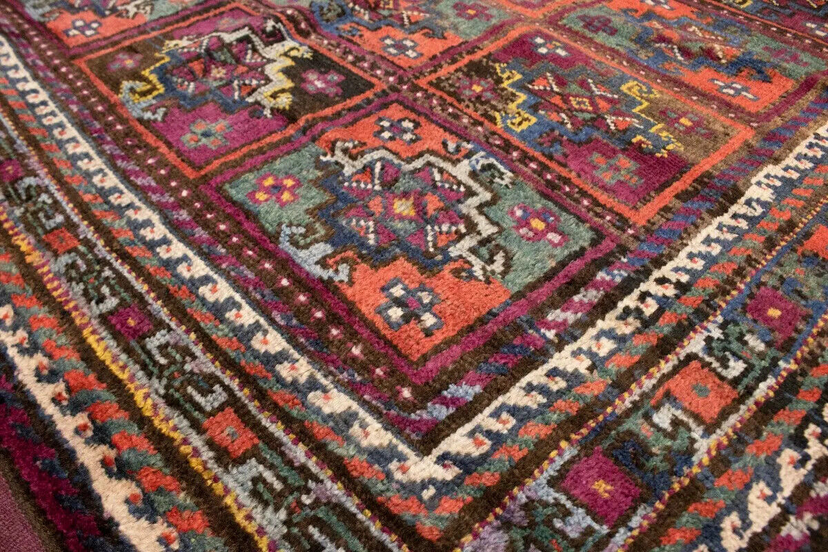 Vintage Violet Brown Oriental Rug Tribal Design