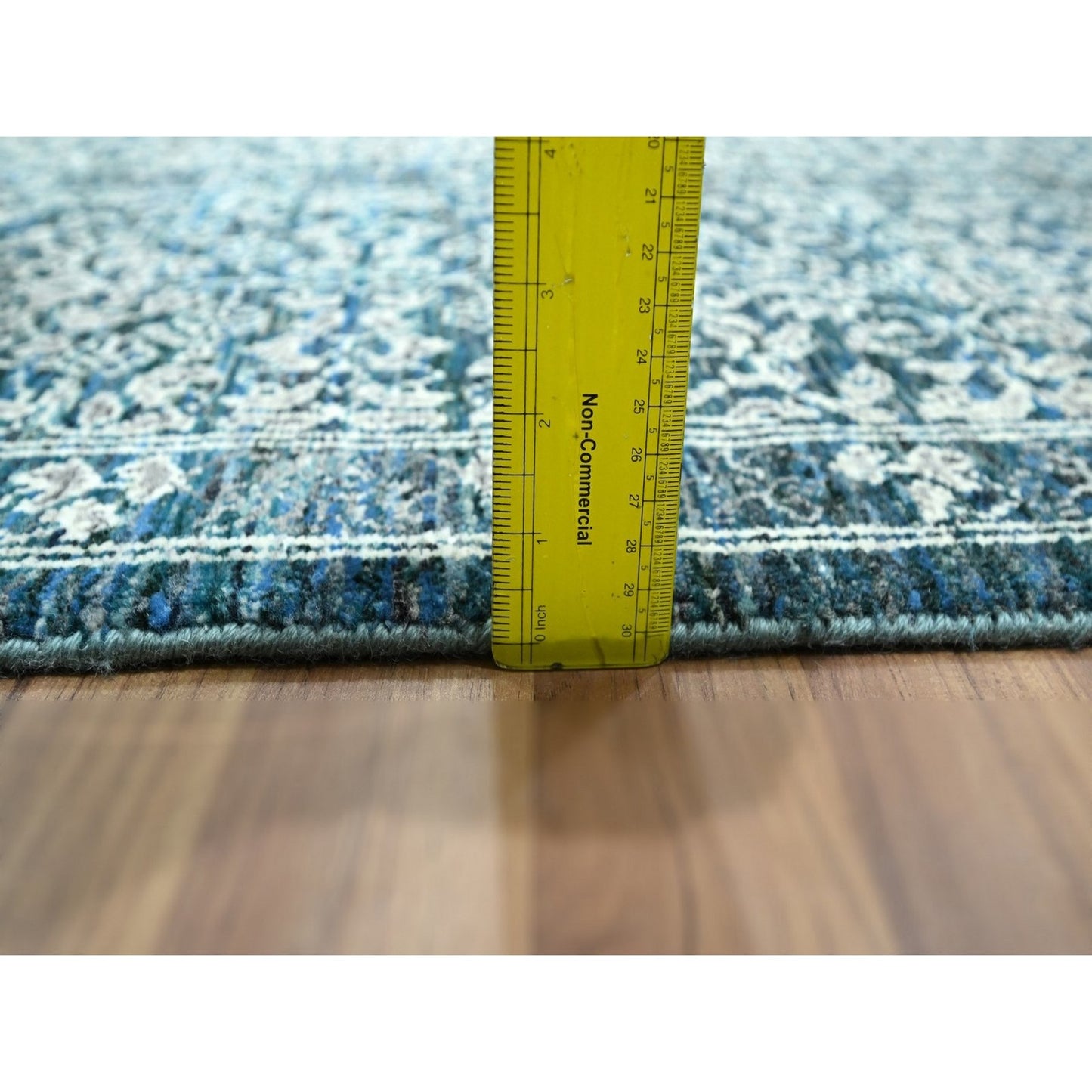 8'X10'1" Turkish Blue Pre Historic Mamluk Design Hand Knotted Wool Rug