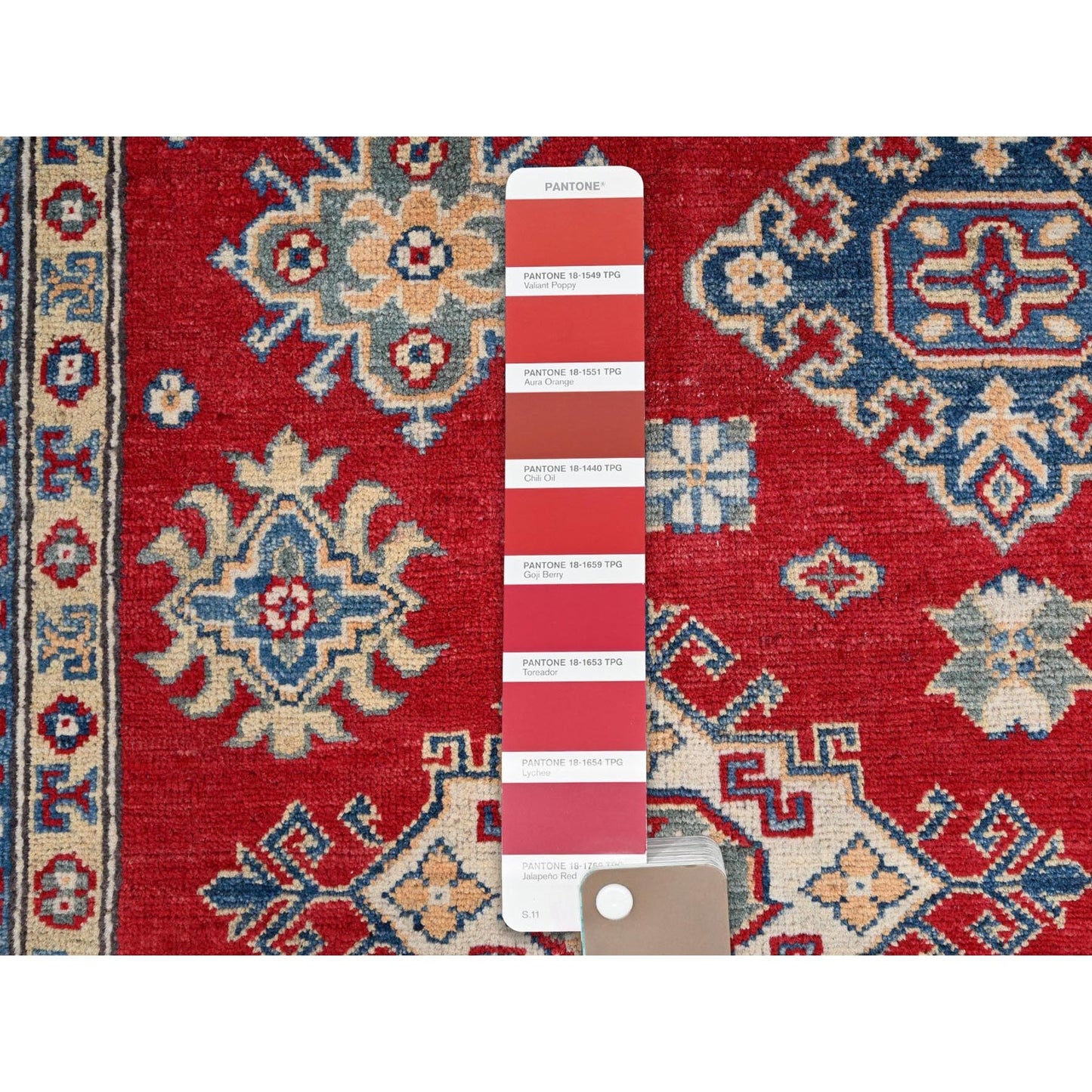 9'2"X11'6" Red Hand Knotted Soft Wool Kazak Tribal Motifs Oriental Rug