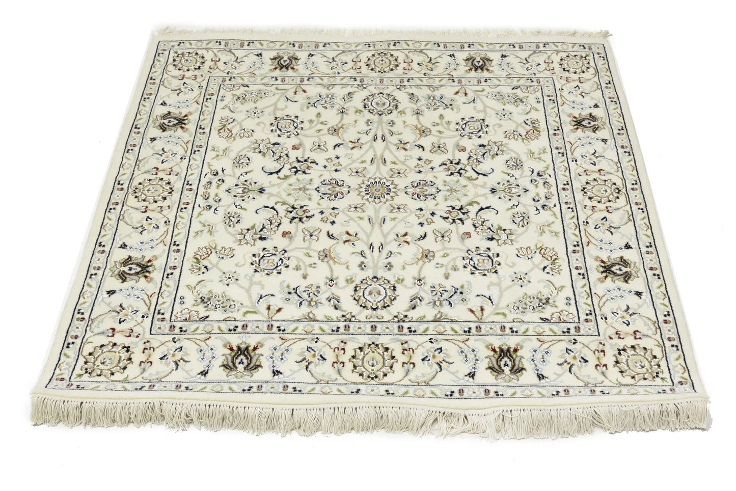 Hand-Knotted Cream Floral Classic Indo-Nain