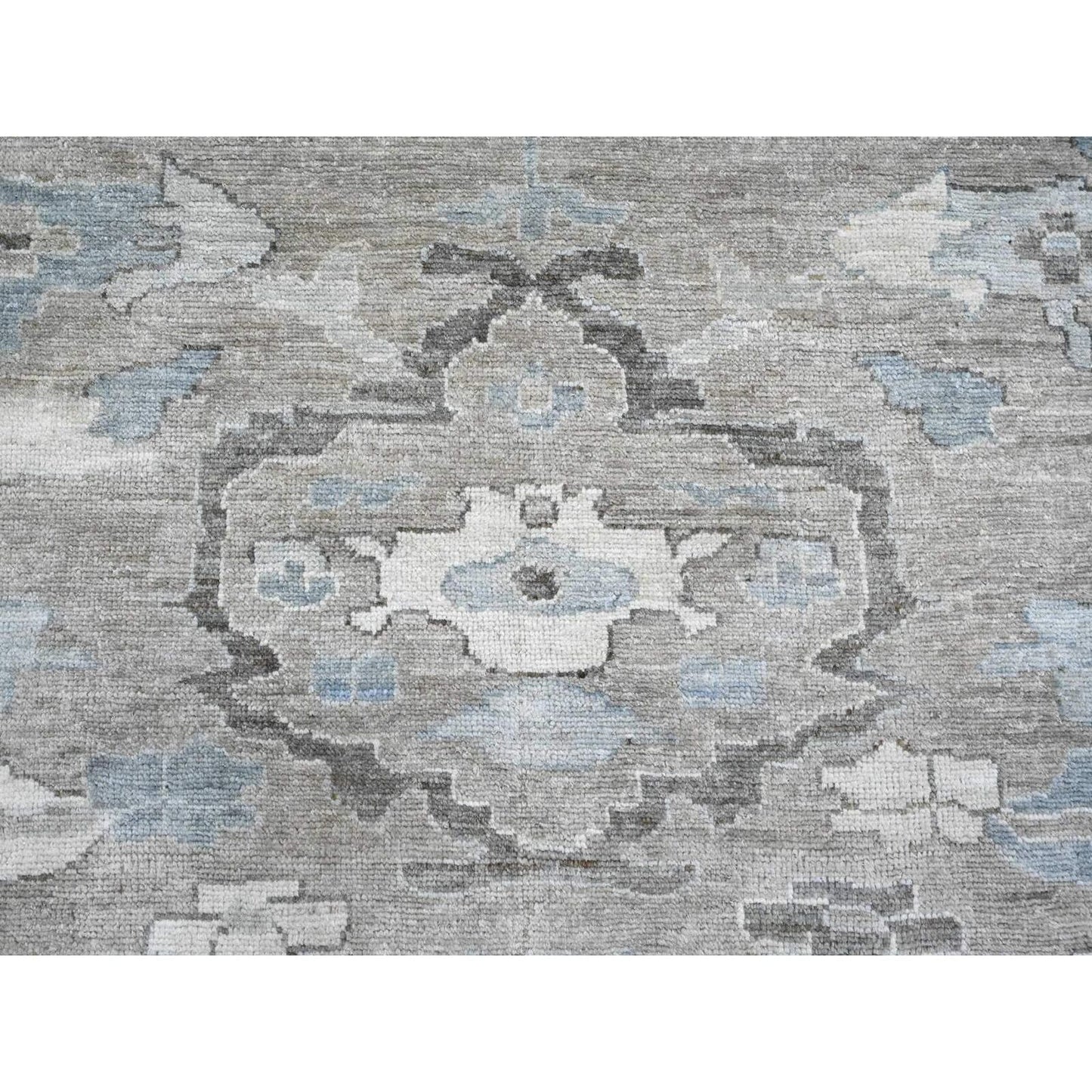 14'2"X18'10" Gray Hand Knotted Angora Oushak Afghan Wool Oversized Rug