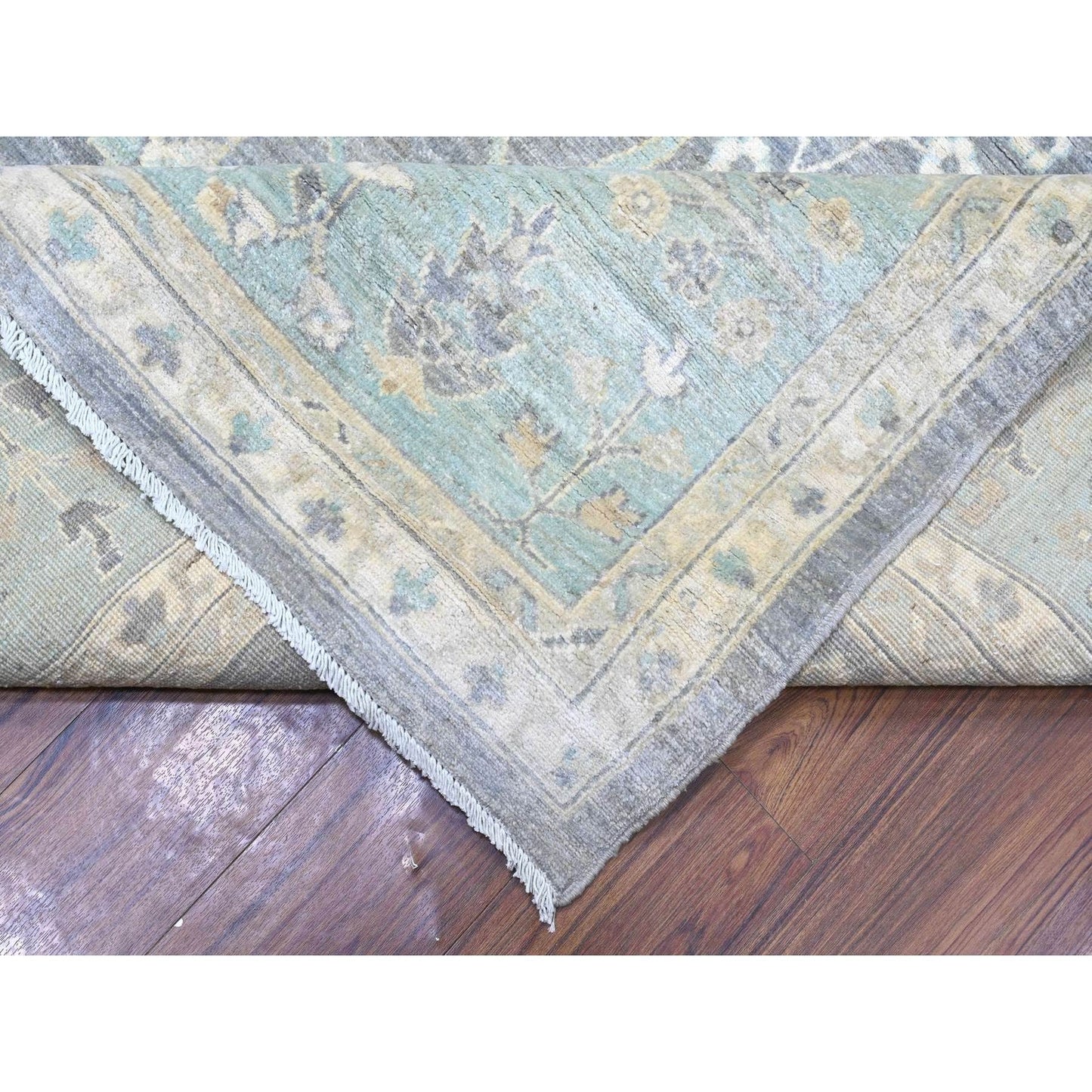 10'2"X14' Sabre Gray Peshawar Mahal Design Hand Knotted Wool Oriental Rug