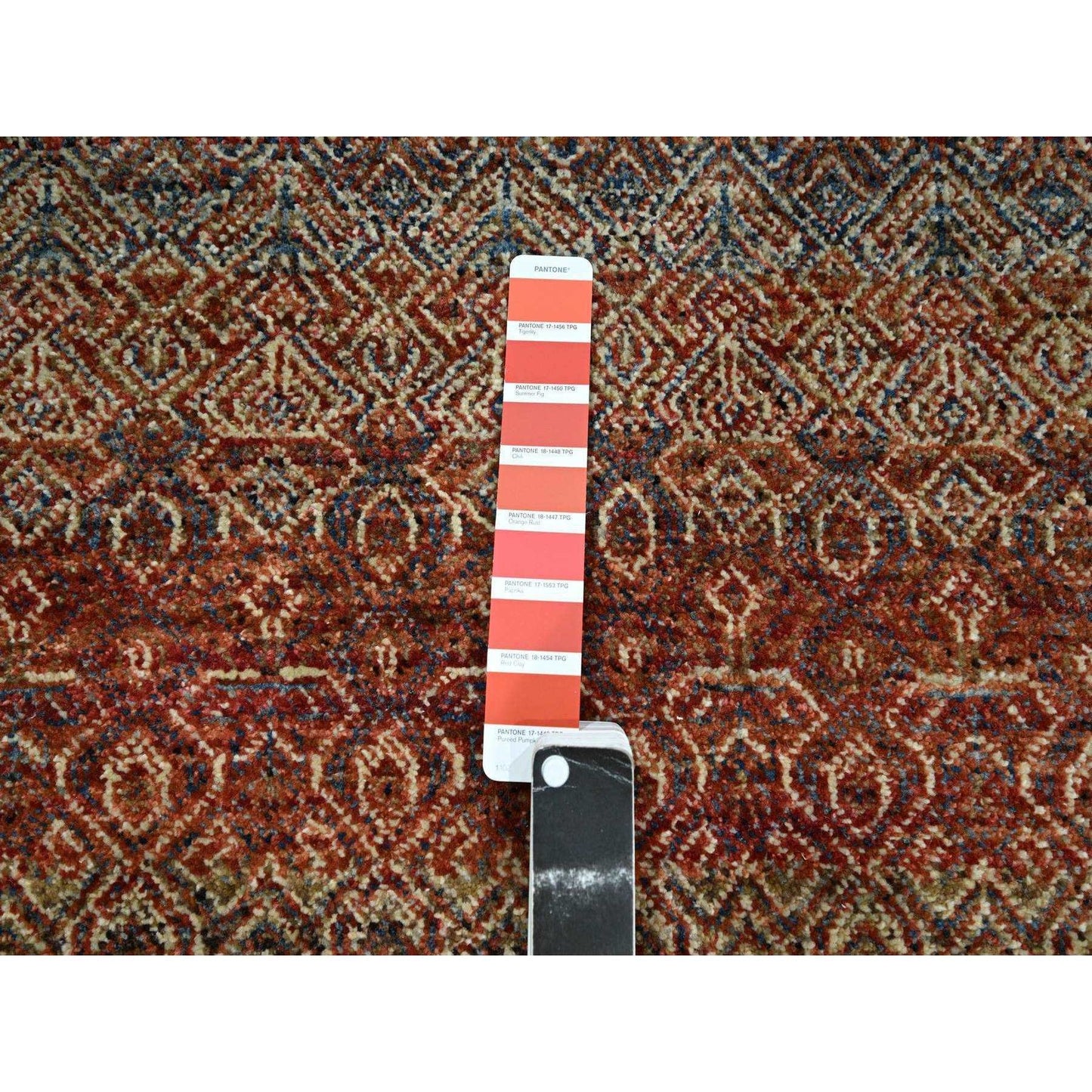 2'7"X10' Red Small Geometric Design Soft Wool Hand Knotted Runner Rug