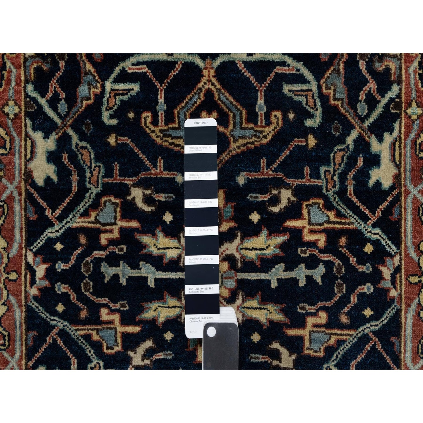 2'6"X8'1" Blue Organic Wool Antiqued Fine Heris Hand Knotted Runner Rug
