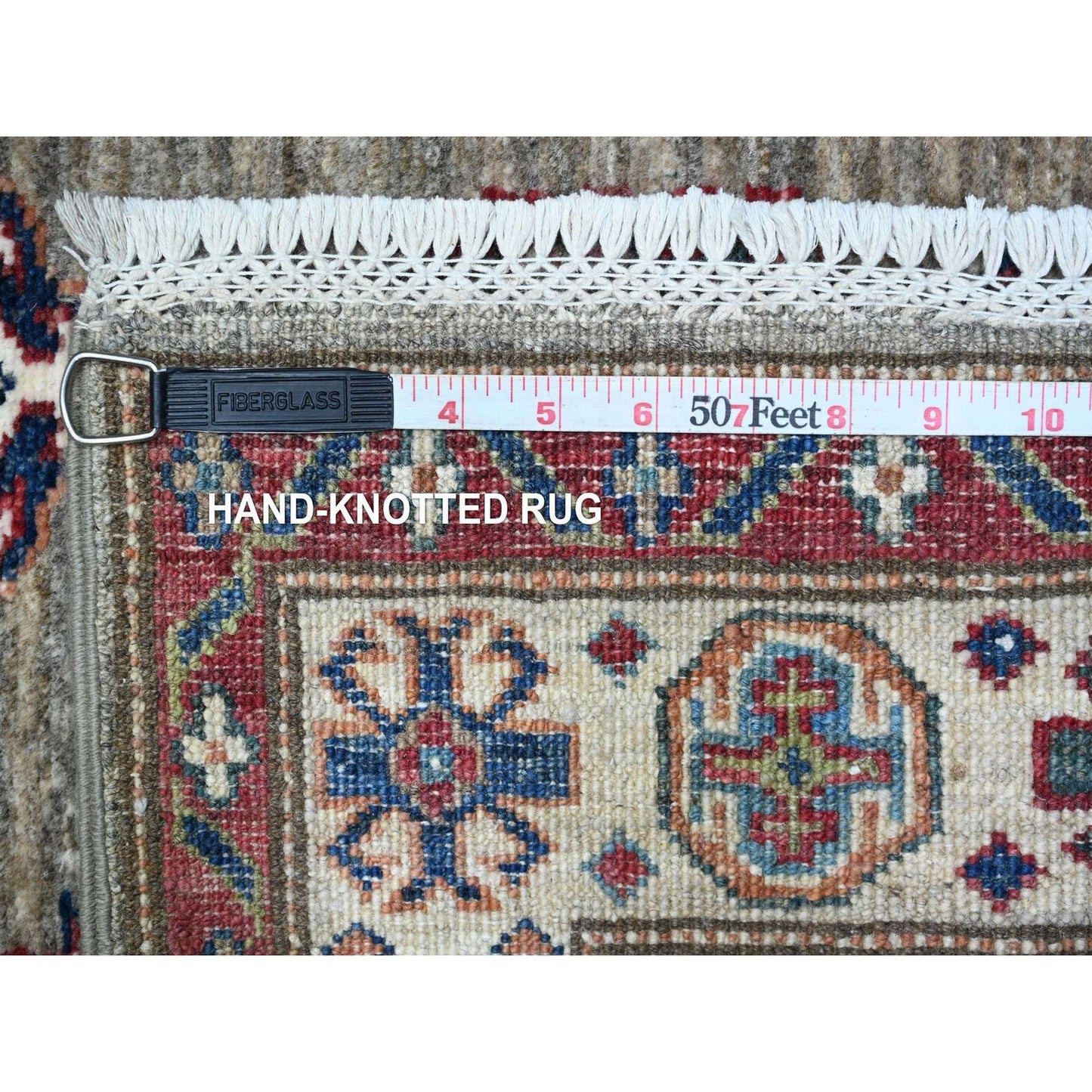 2'8"X20'10" Battleship Gray Hand Knotted Super Kazak Wool Xl Runner Rug