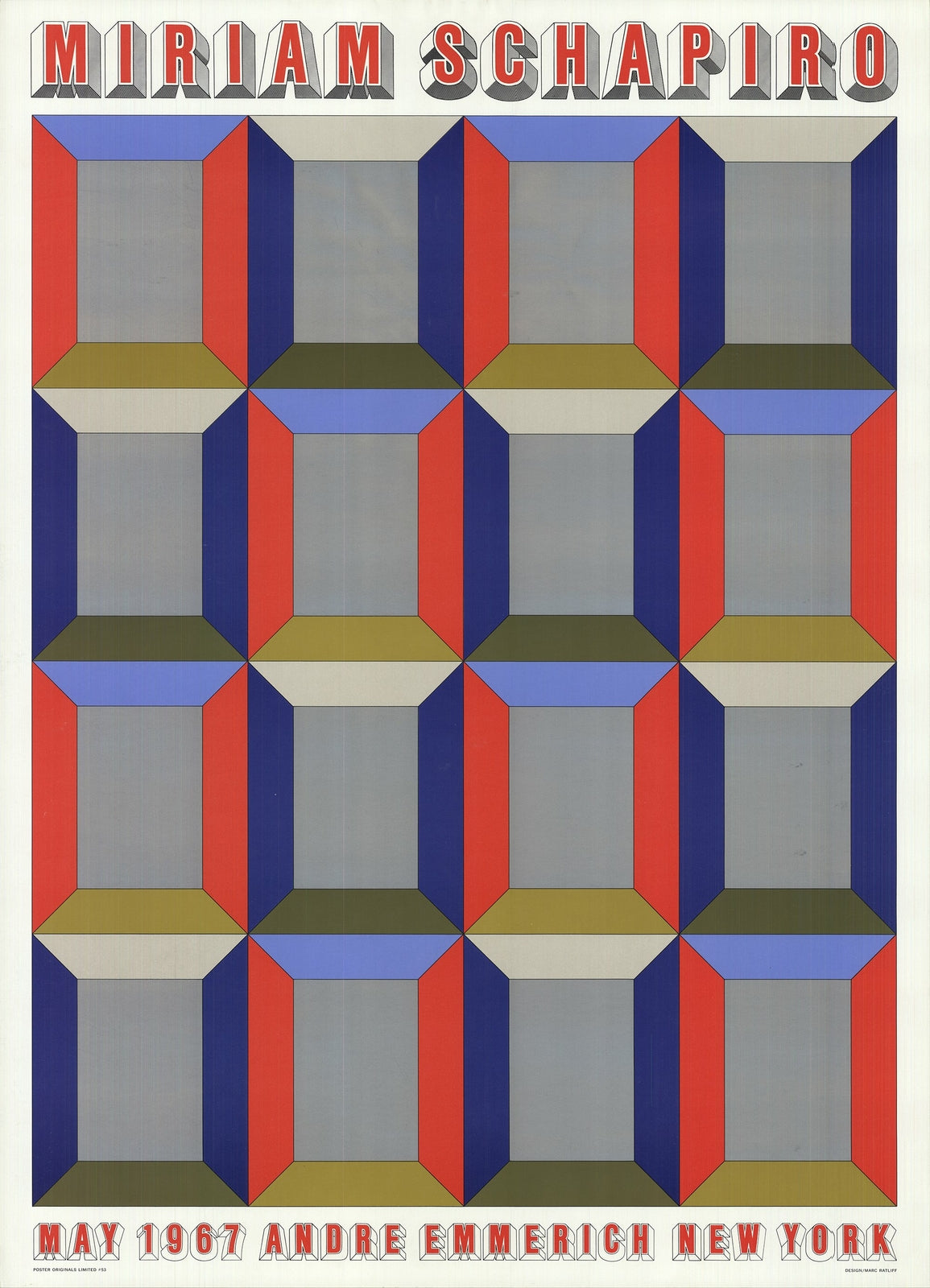 Miriam Schapiro Silver Windows " Offset Lithograph Pop Art Blue