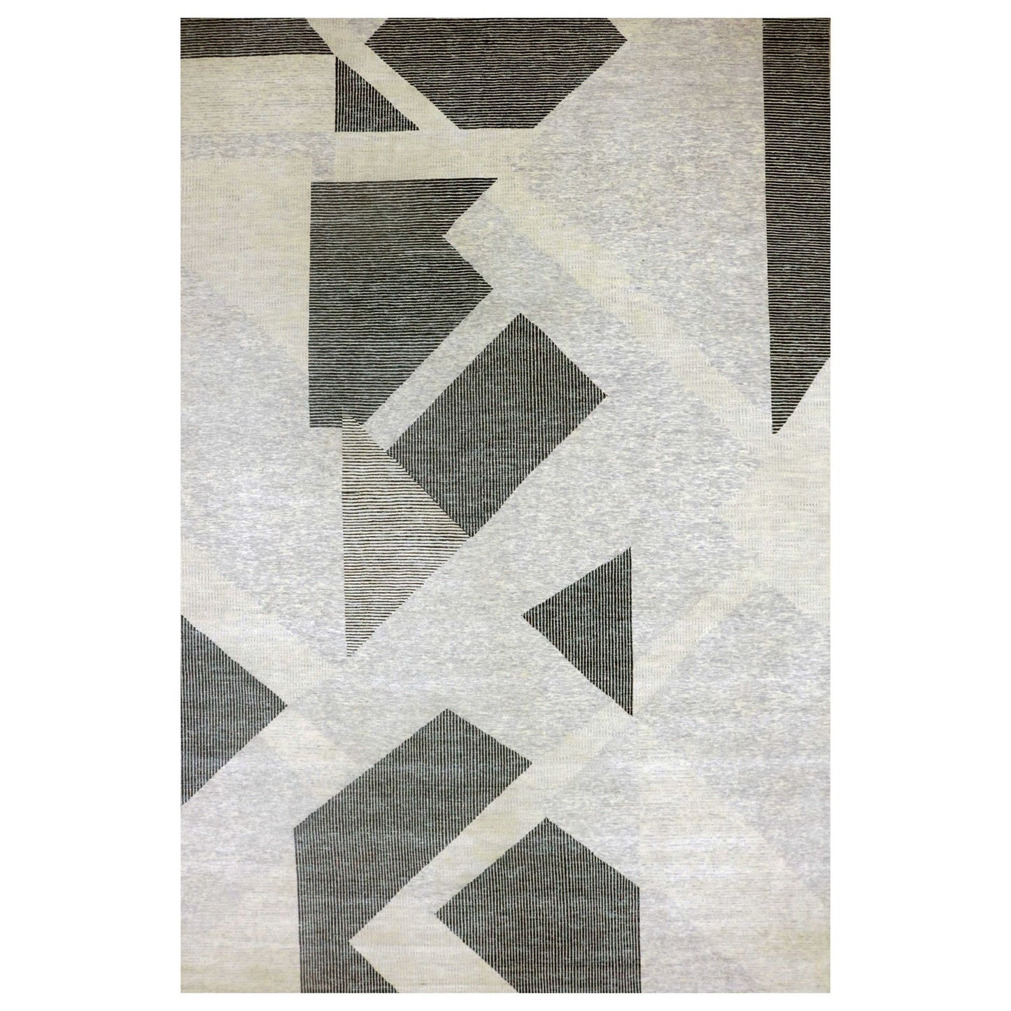12'1"X18' Gray Art Deco Collection Soft Wool Hand Knotted Oversized Rug