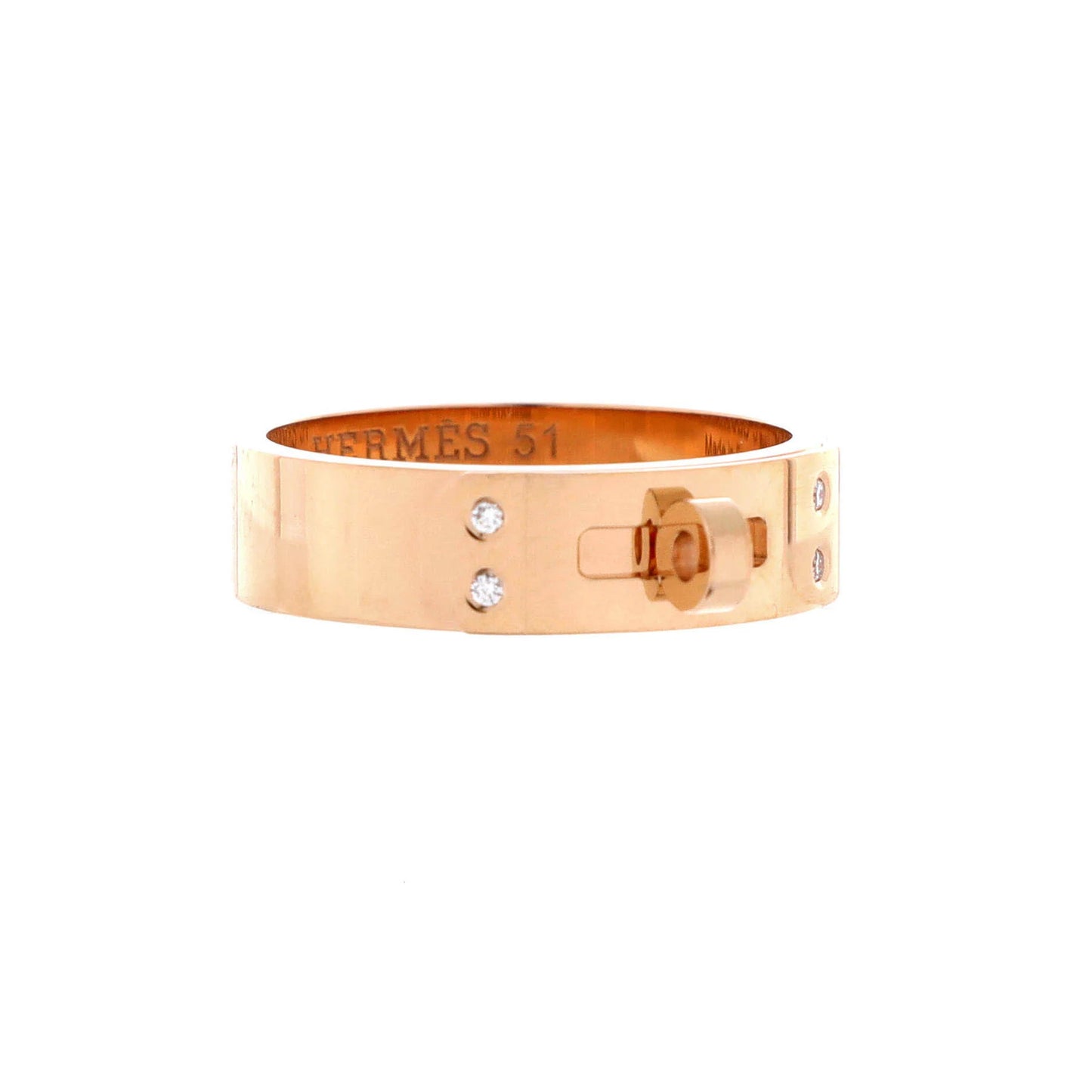 Hermes Kelly Ring 18K Rose Gold With Diamonds Pm