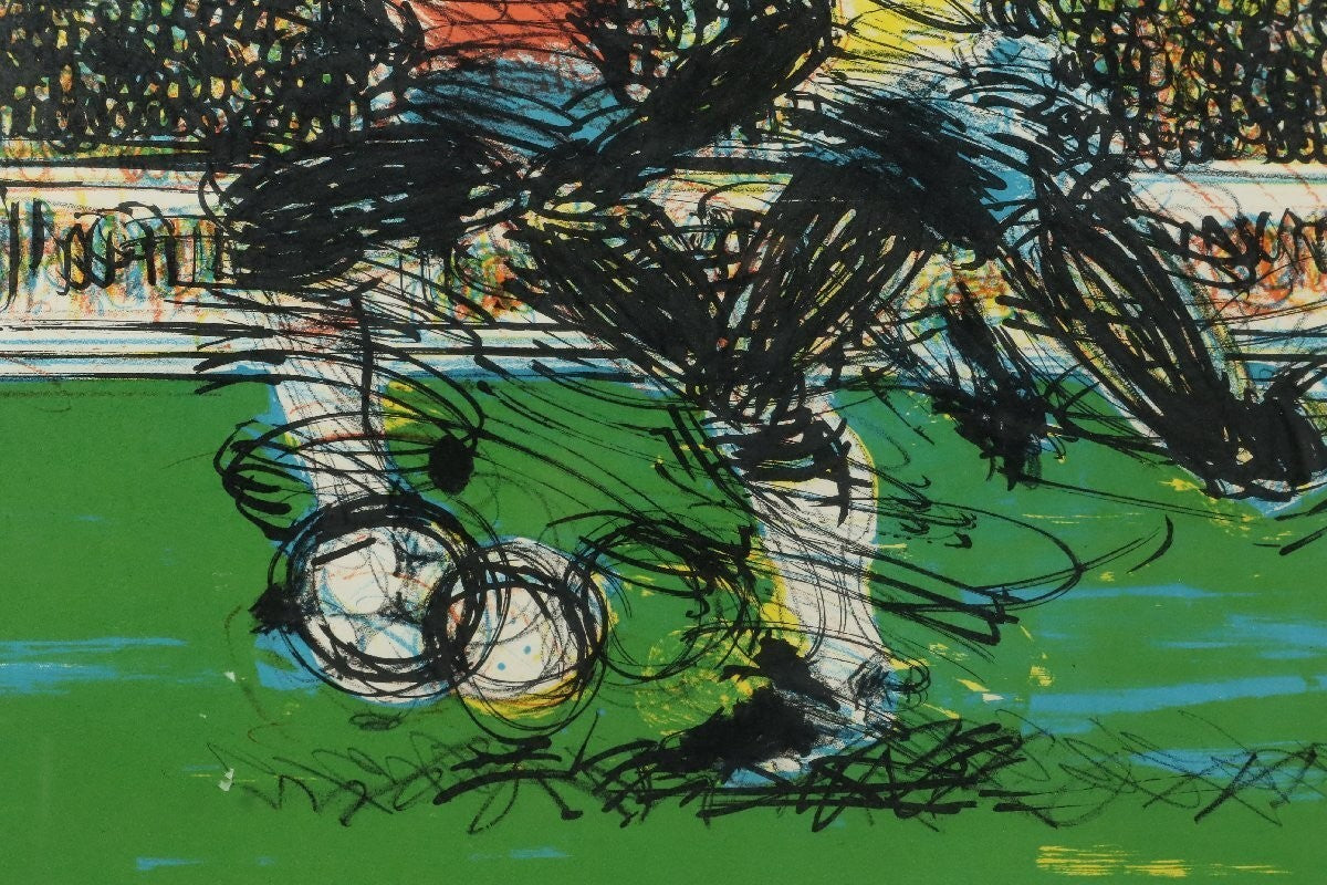 Jos Zaragoza (Brazil) Signed Original Lithograph Soccer 47/50 Sports Art Framed