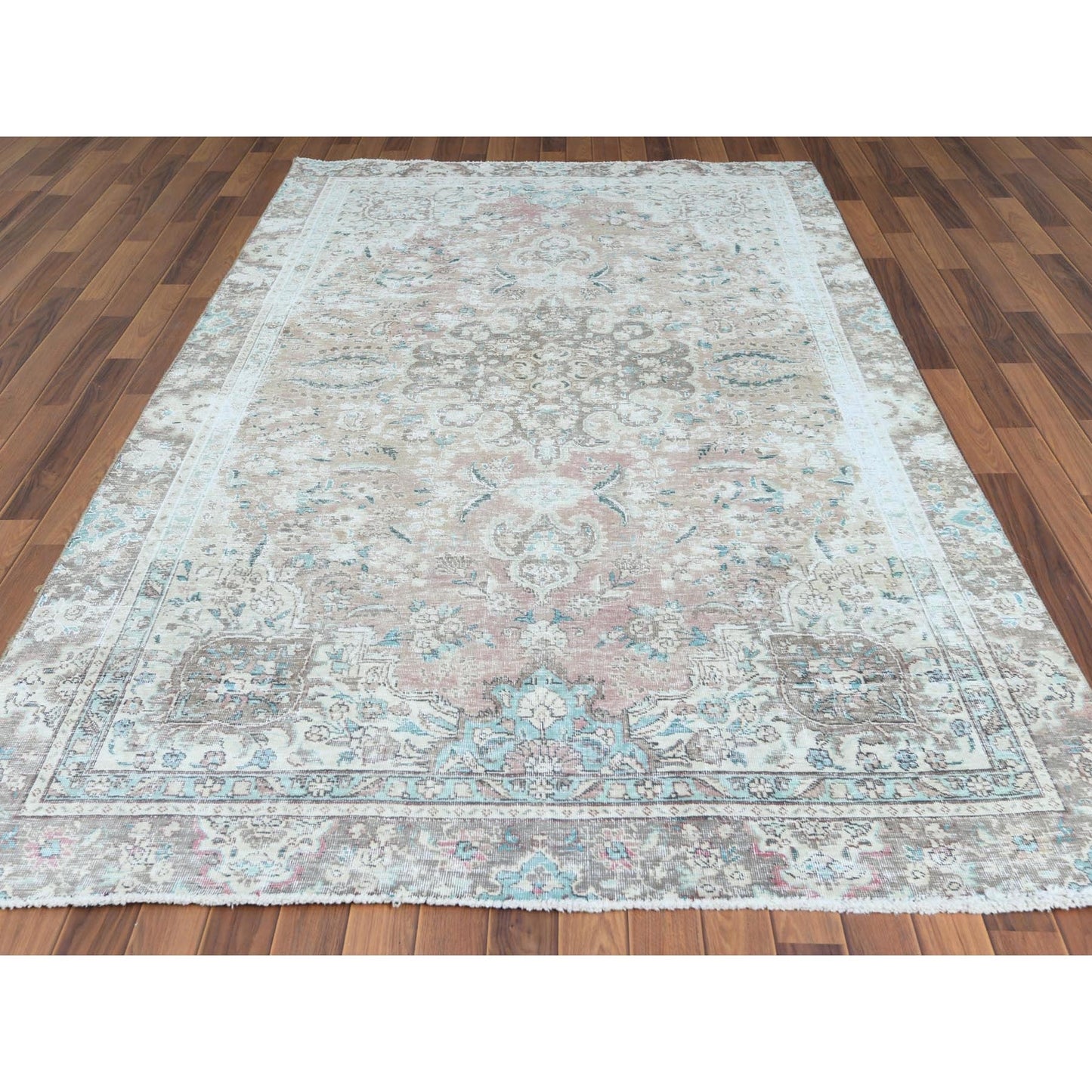 5'10"X9'5" Red Pure Wool Bohemian Farsian Tebraz Medallion Design Rug