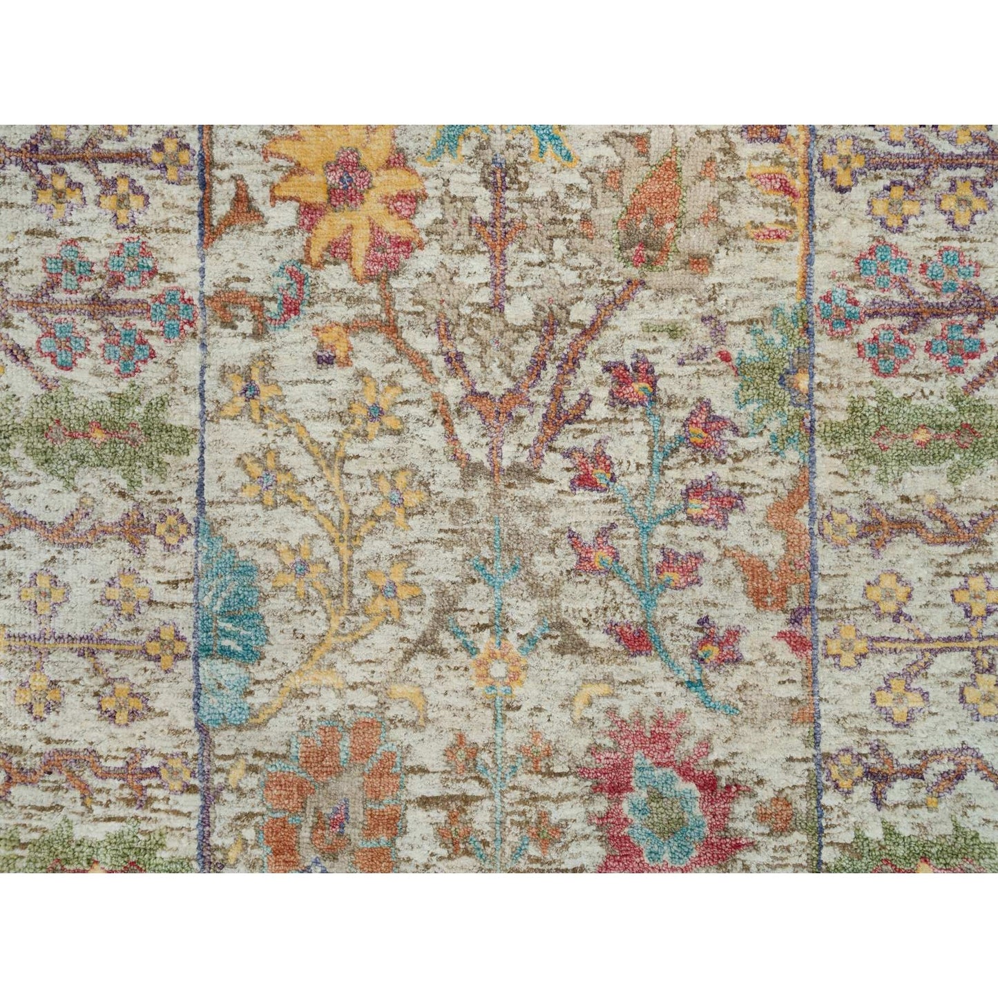2'6"X25'10" Beige Hand Knotted Directional Silk And Wool Xl Runner Rug