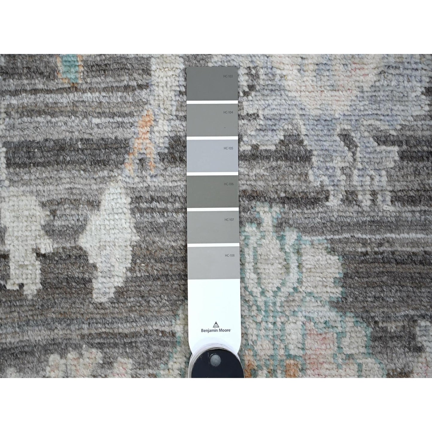 2'8"X7'9" Scorpion Gray Hand Knotted Angora Oushak Runner Oriental Rug