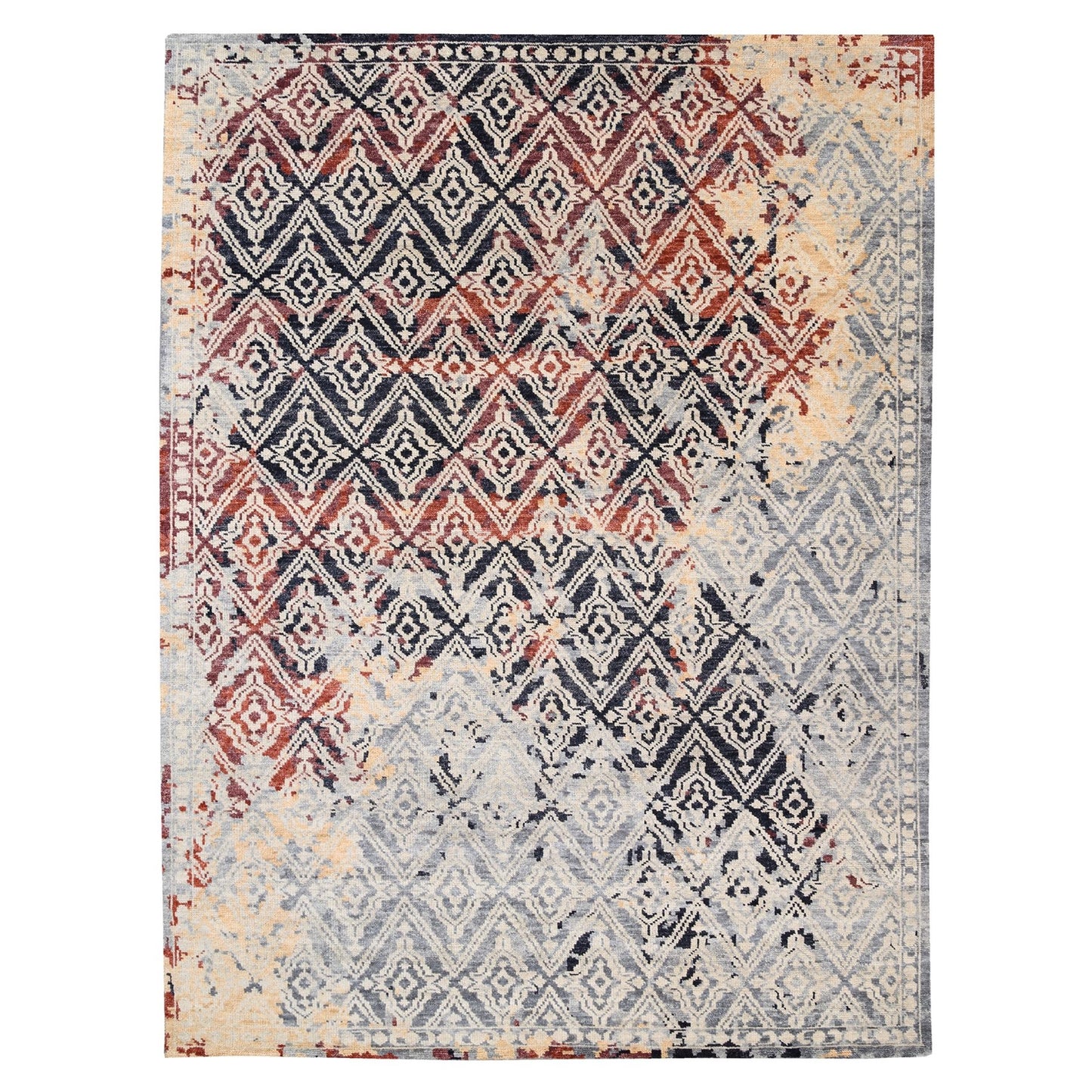 9'X12'1" Silver Supple Collection Erased Mughal Design Hand Knotted Rug