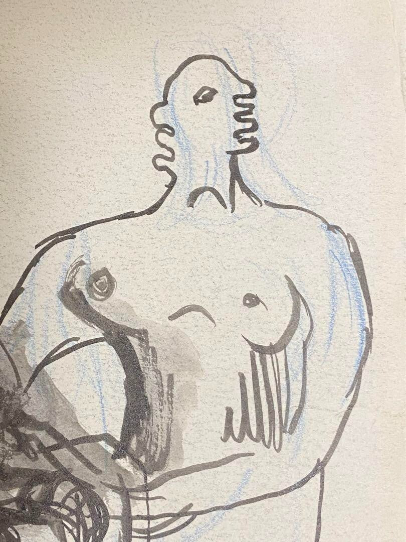 Henry Moore Original Painting Ink And Watercolour