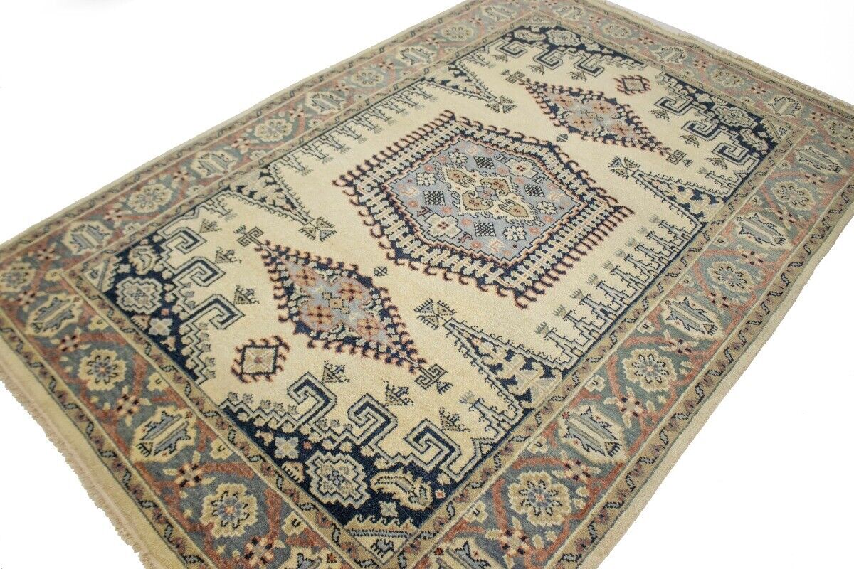 Handmade Indo-Viss Oriental Rug Cream Tribal