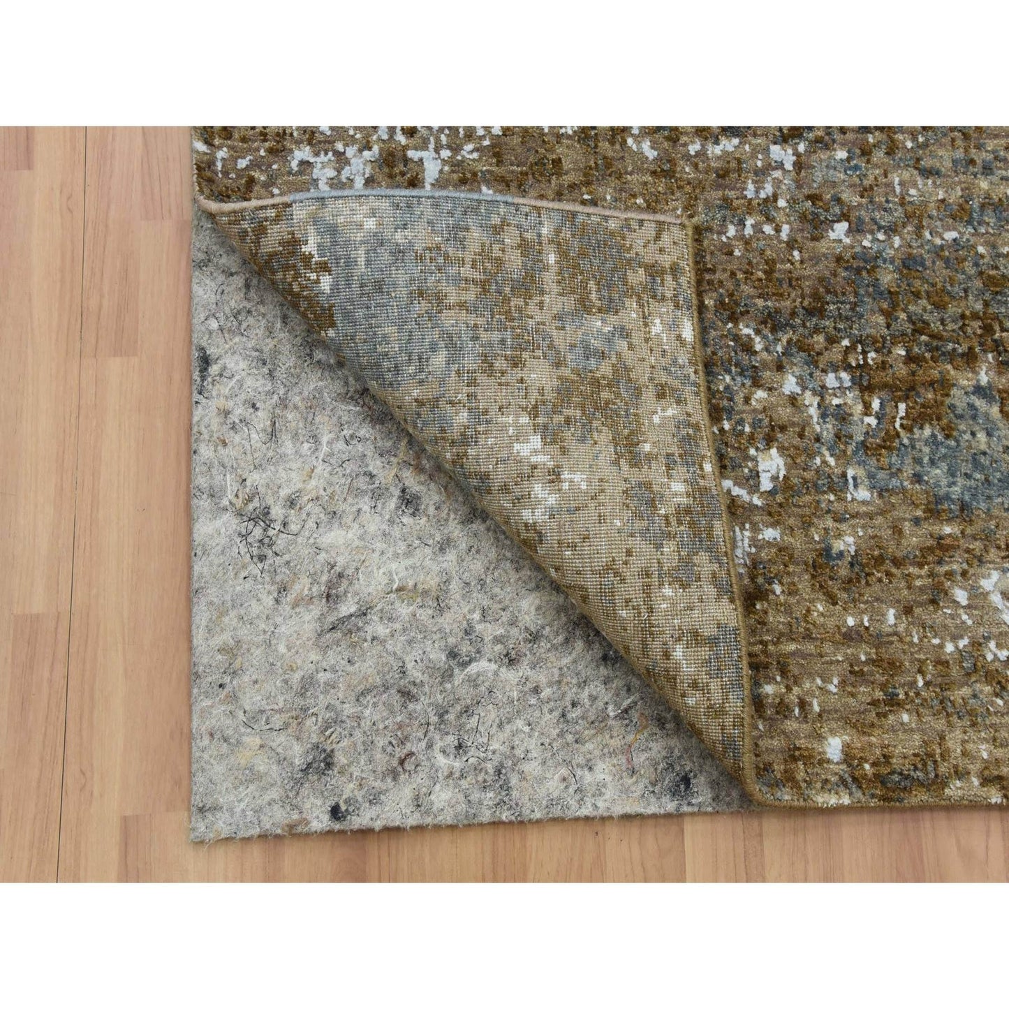 2'6"X20'3" Gray Hand Knotted Abstract Design Pure Wool Xl Runner Rug