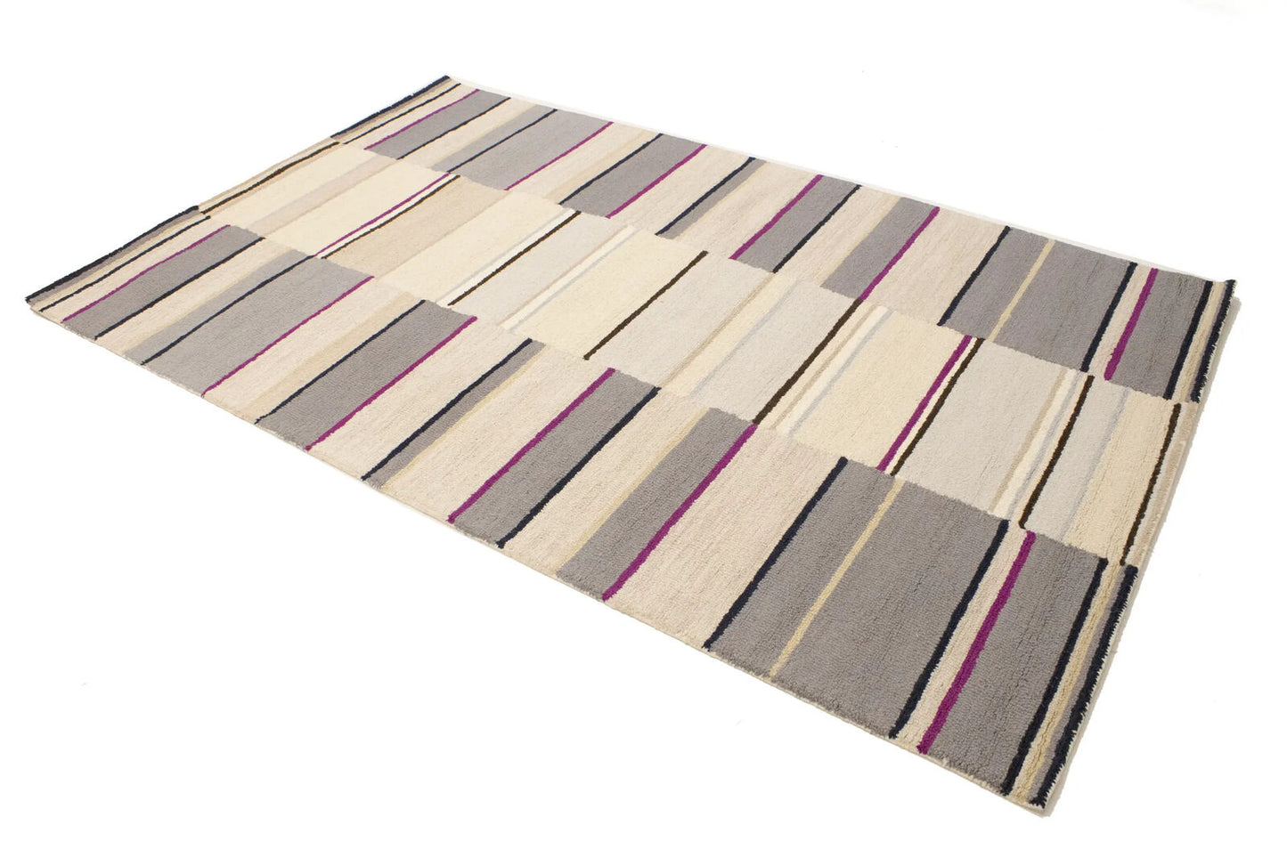 Contemporary Multicolored Stripes 5X8 Hand-Tufted