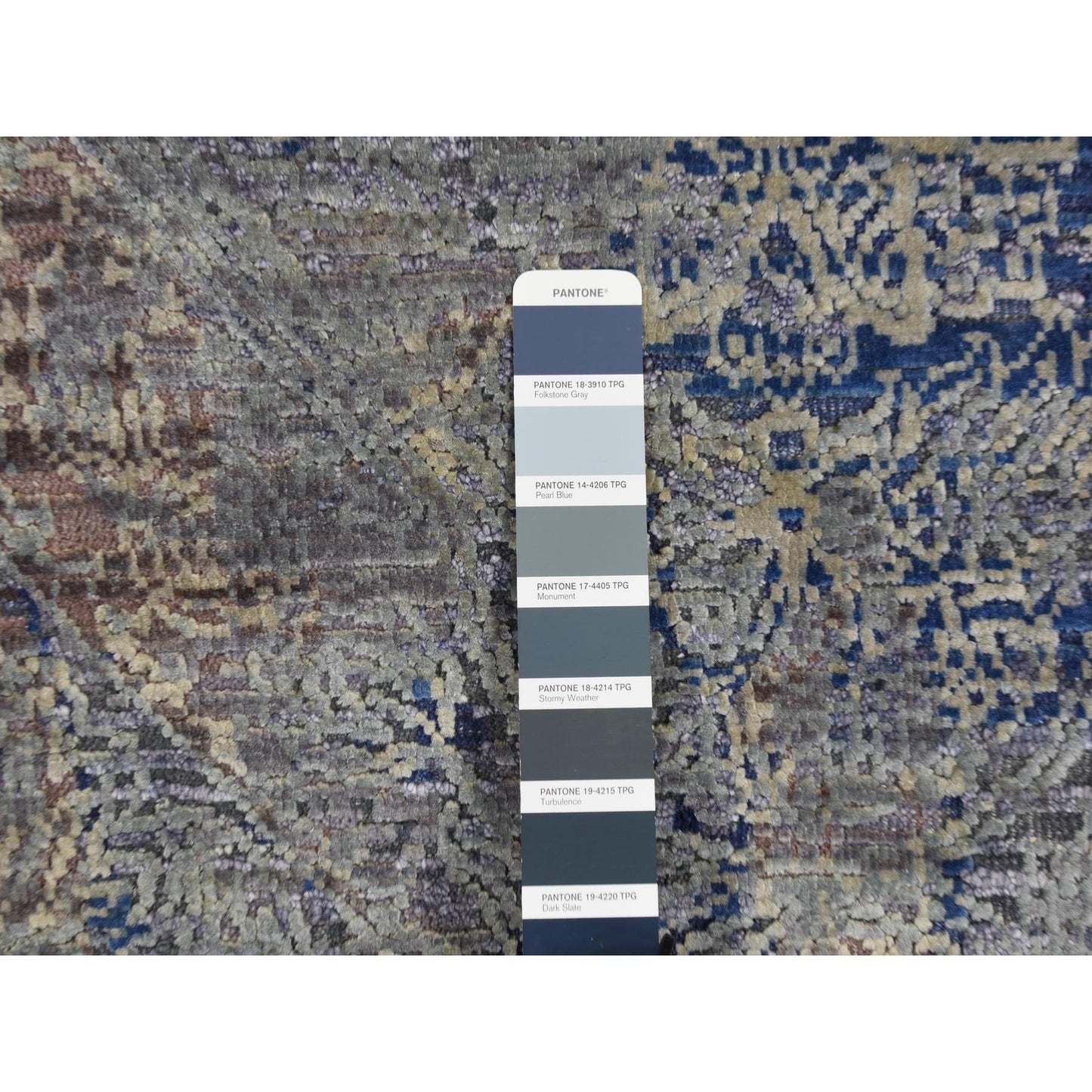 8'X10'2" Gray Erased Rossets Silk With Wool Hand Knotted Oriental Rug