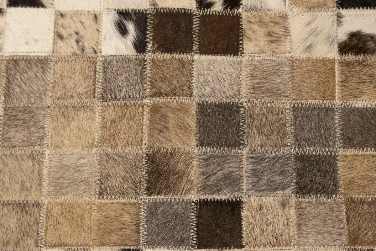 Hand-Crafted Modern Cowhide Leather Rug
