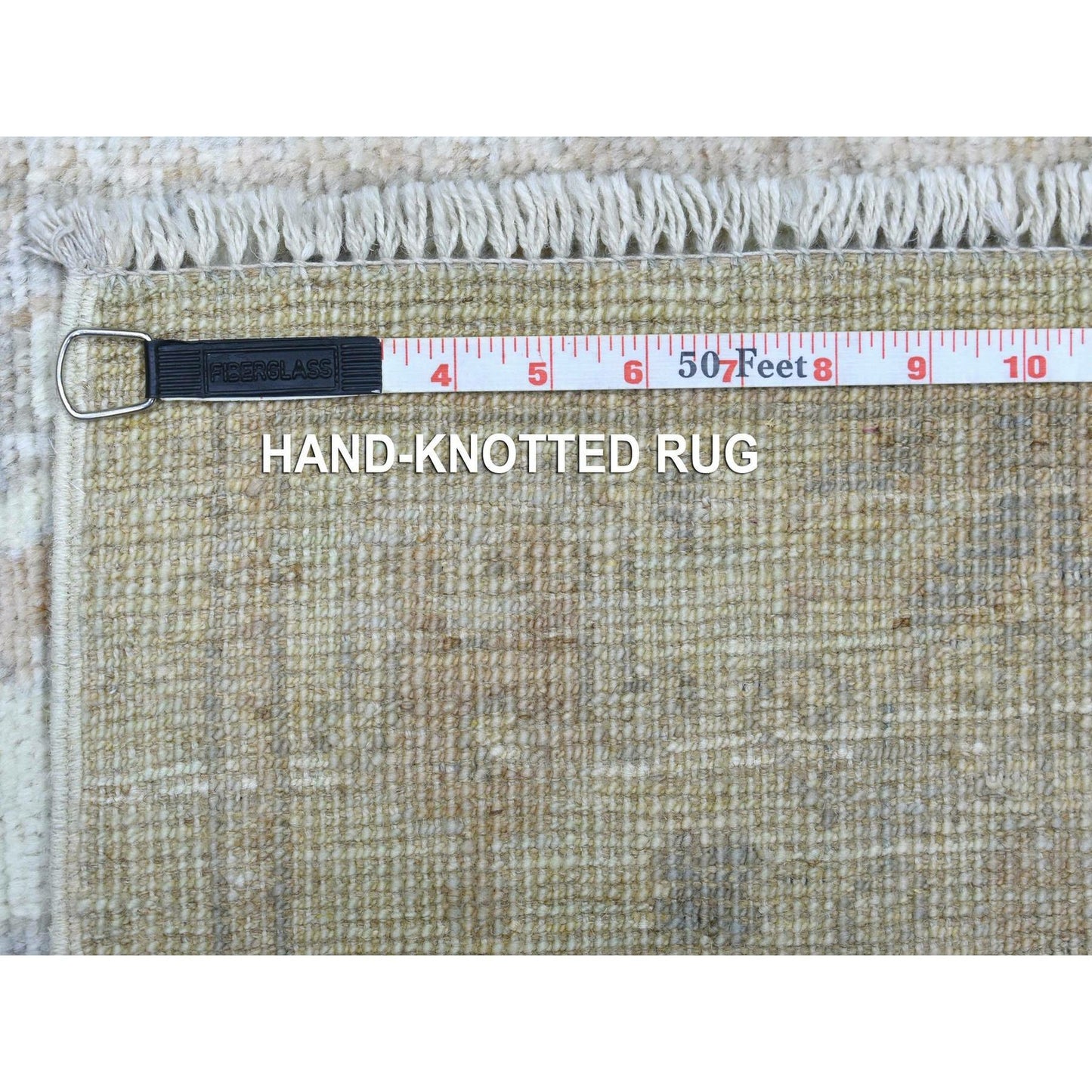 2'8"X11'9" Extra Soft Wool Hand Knotted Silver Angora Oushak Runner Rug