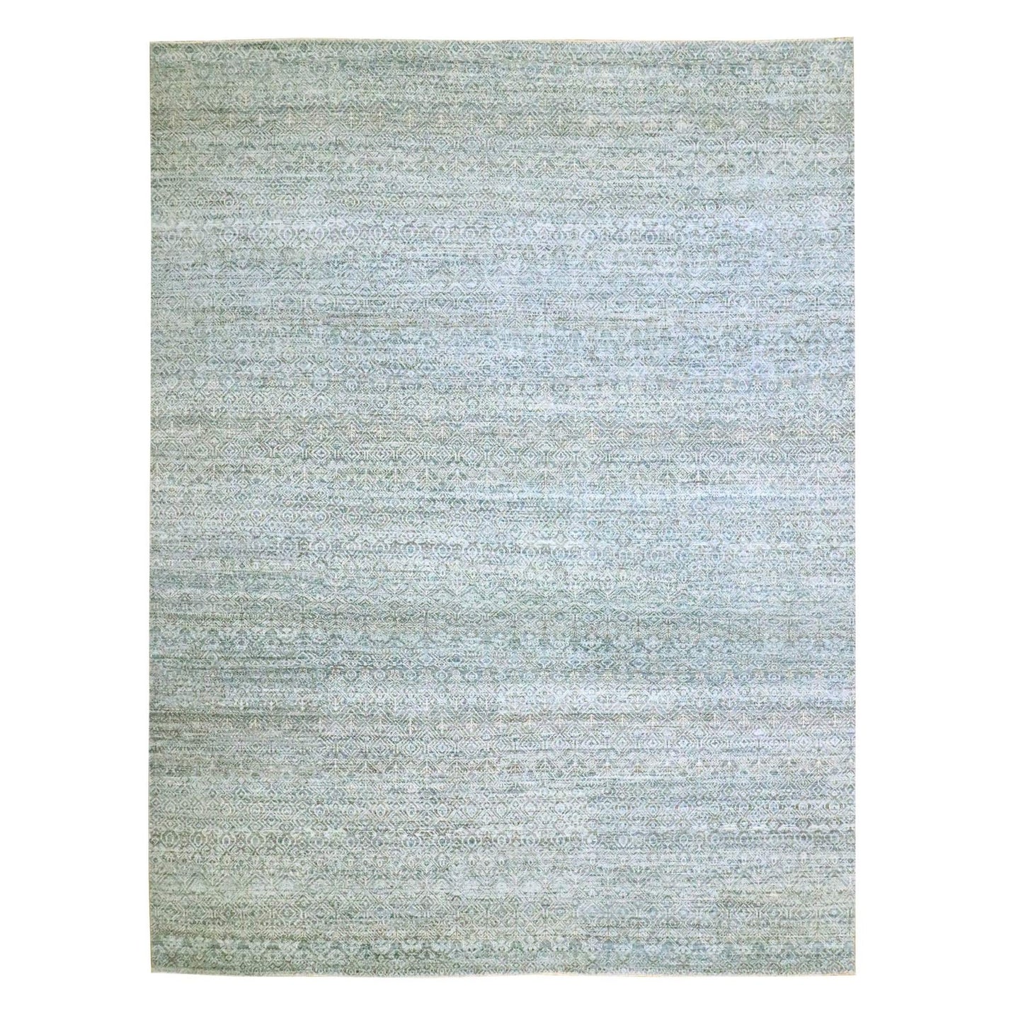 9'X11'10" Silver Blue Kohinoor Herat Diamond Design Wool Hand Knotted Rug