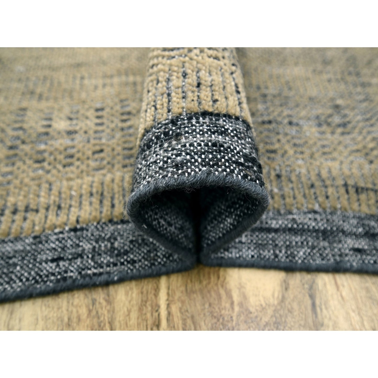 11'10"X15' Brown & Black Oxidized Grass Design Wool Hand Knotted Xl Rug