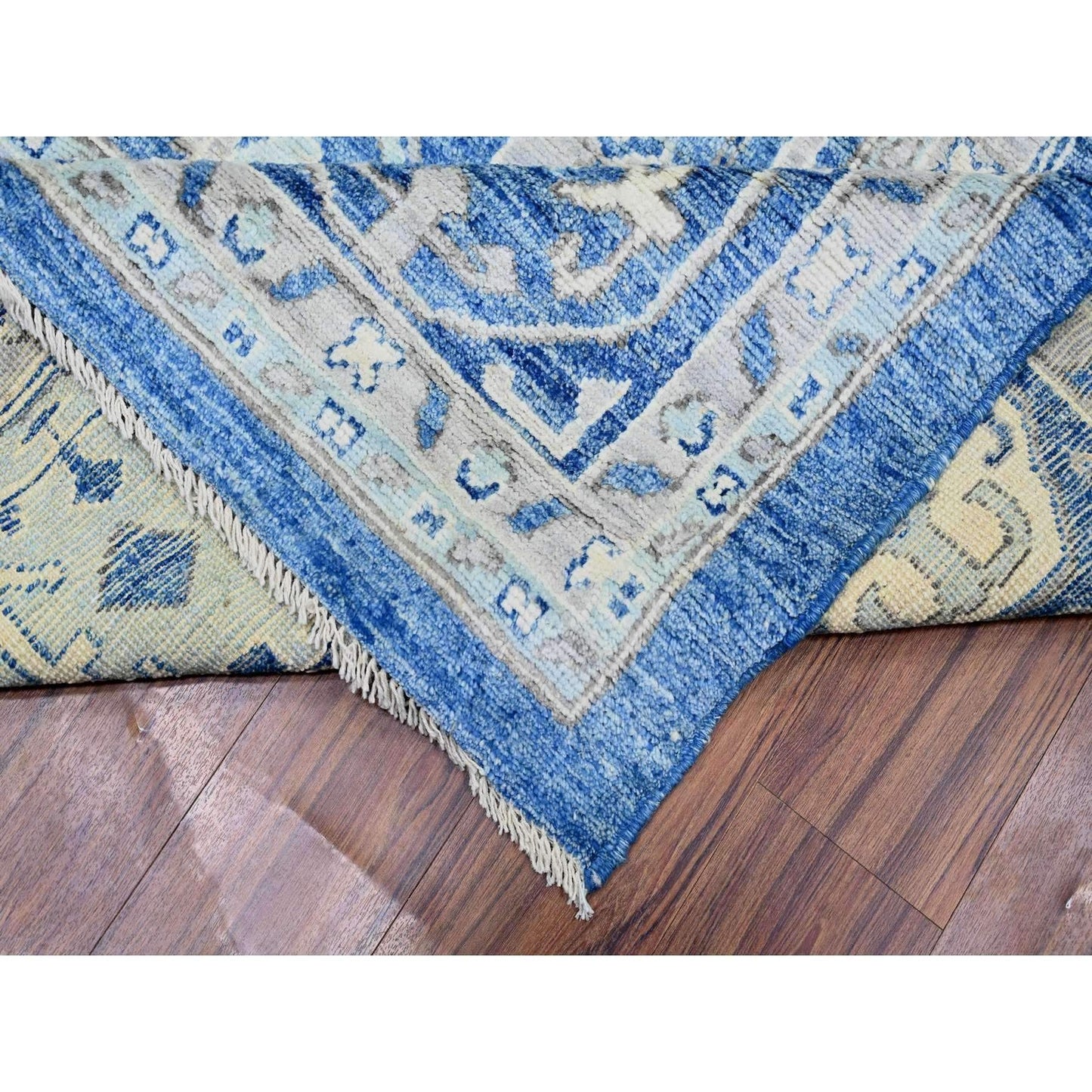 11'10"X15'1" Steel Blue Anatolian Village Inspired Wool Hand Knotted Rug