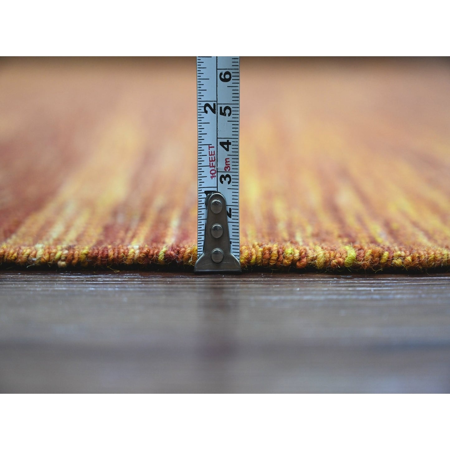 9'X12' Amber Orange Solid Design Hand Woven Afghan Hand Spun Wool Rug