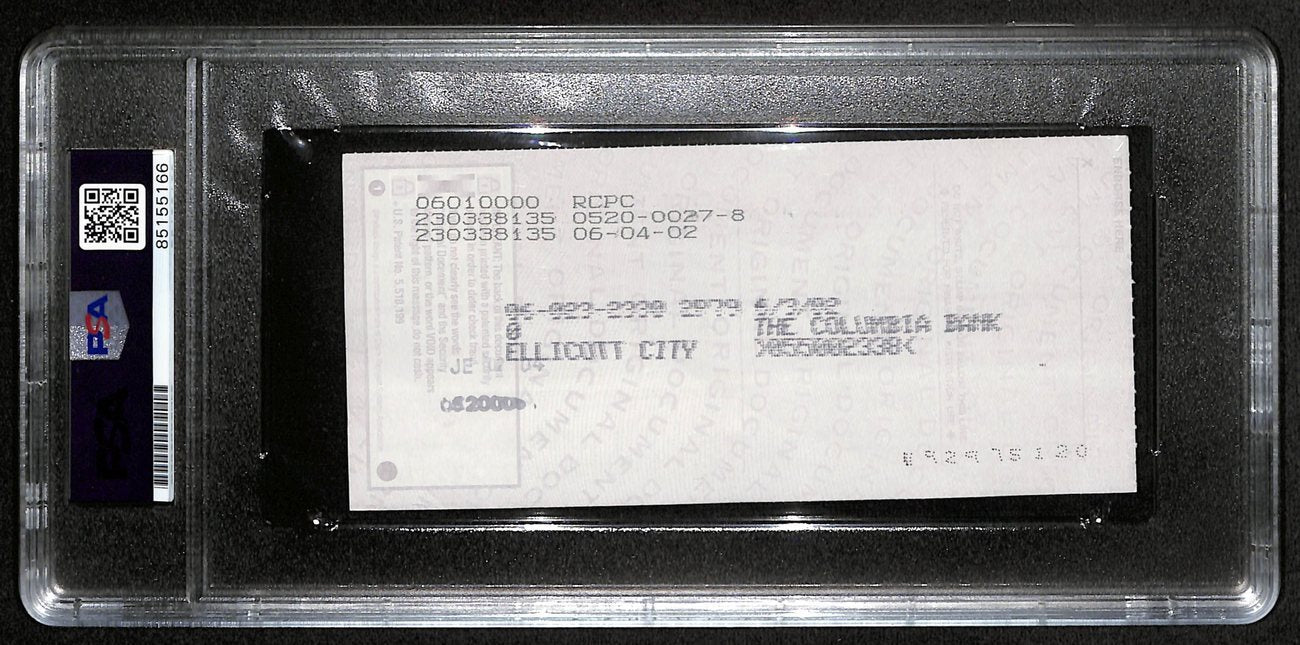 Johnny Unitas Signed 10/31/02 Check Psa/Dna Mint