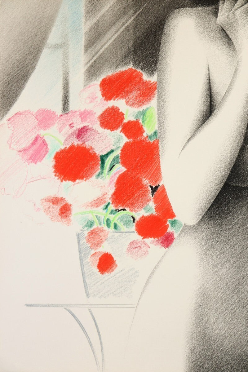 Jean Grard Dubois "Matinale" 1984 Original Color Pencil Drawing 50X65Cm Signed
