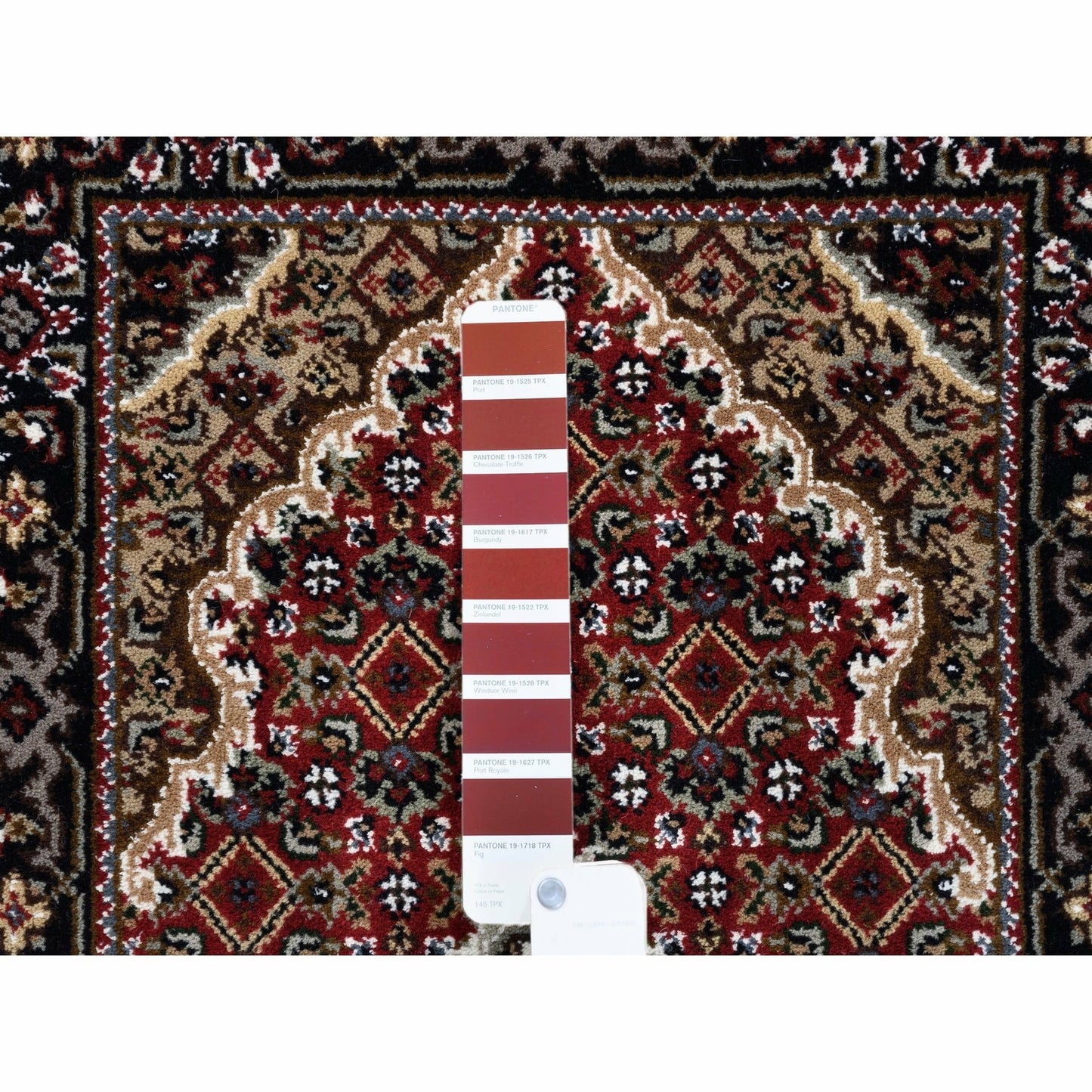 2'X6'1" Wool And Silk Red Tebraz Mahi Fish Design Hand Knotted Runner Rug