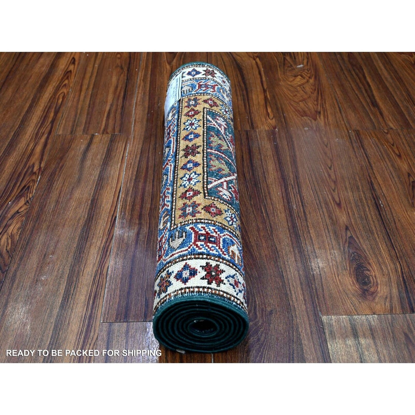 2'X5'9" Pine Green Hand Knotted Willow And Cypress Tree Design Runner Rug