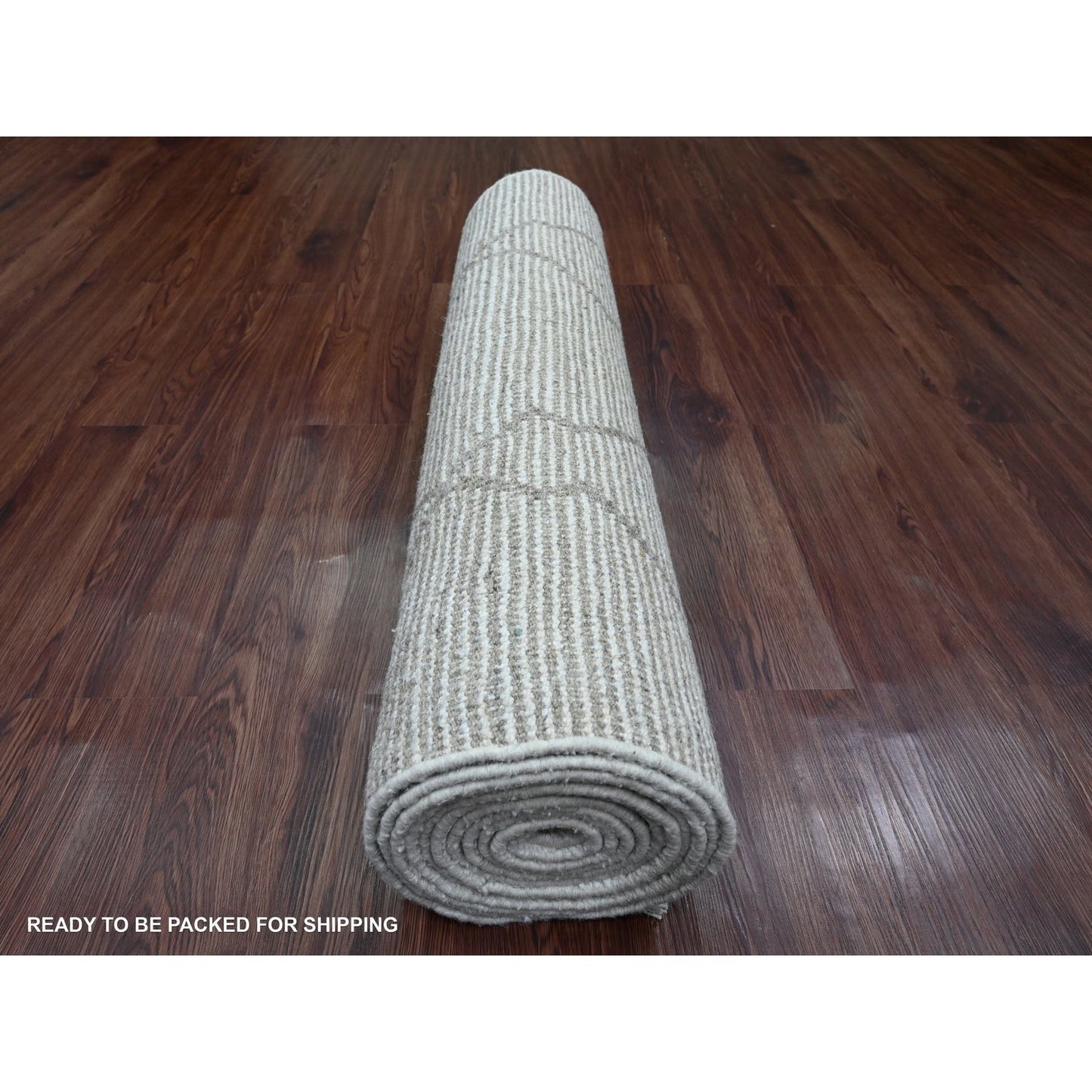 3'3"X15'5" White Geometric Moroccan Weave Wool Hand Knotted Runner Rug