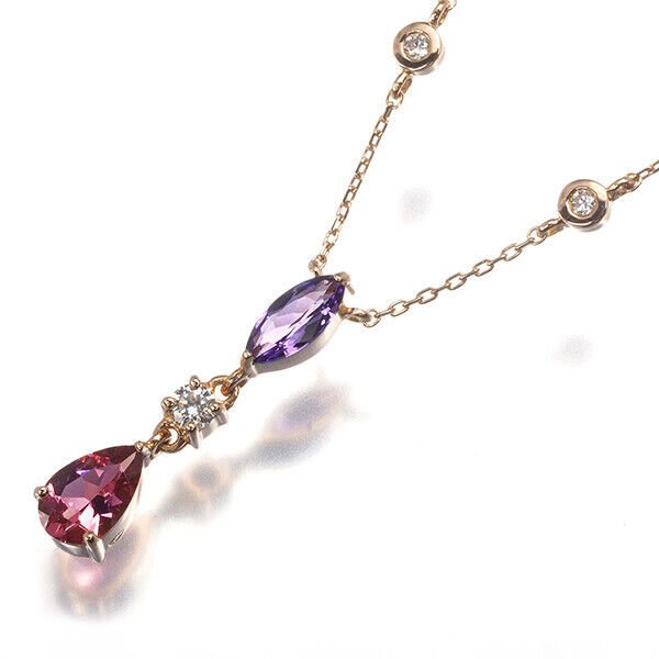 Rugiada Necklace Pink Tourmaline Amethyst Diamond 18K 750 Rose Gold