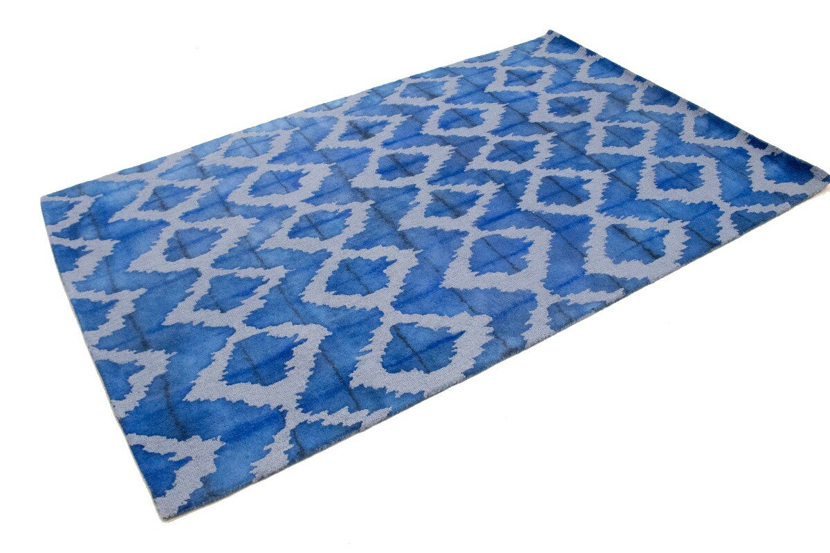Blue Abstract Design Living Room Decor 5X8
