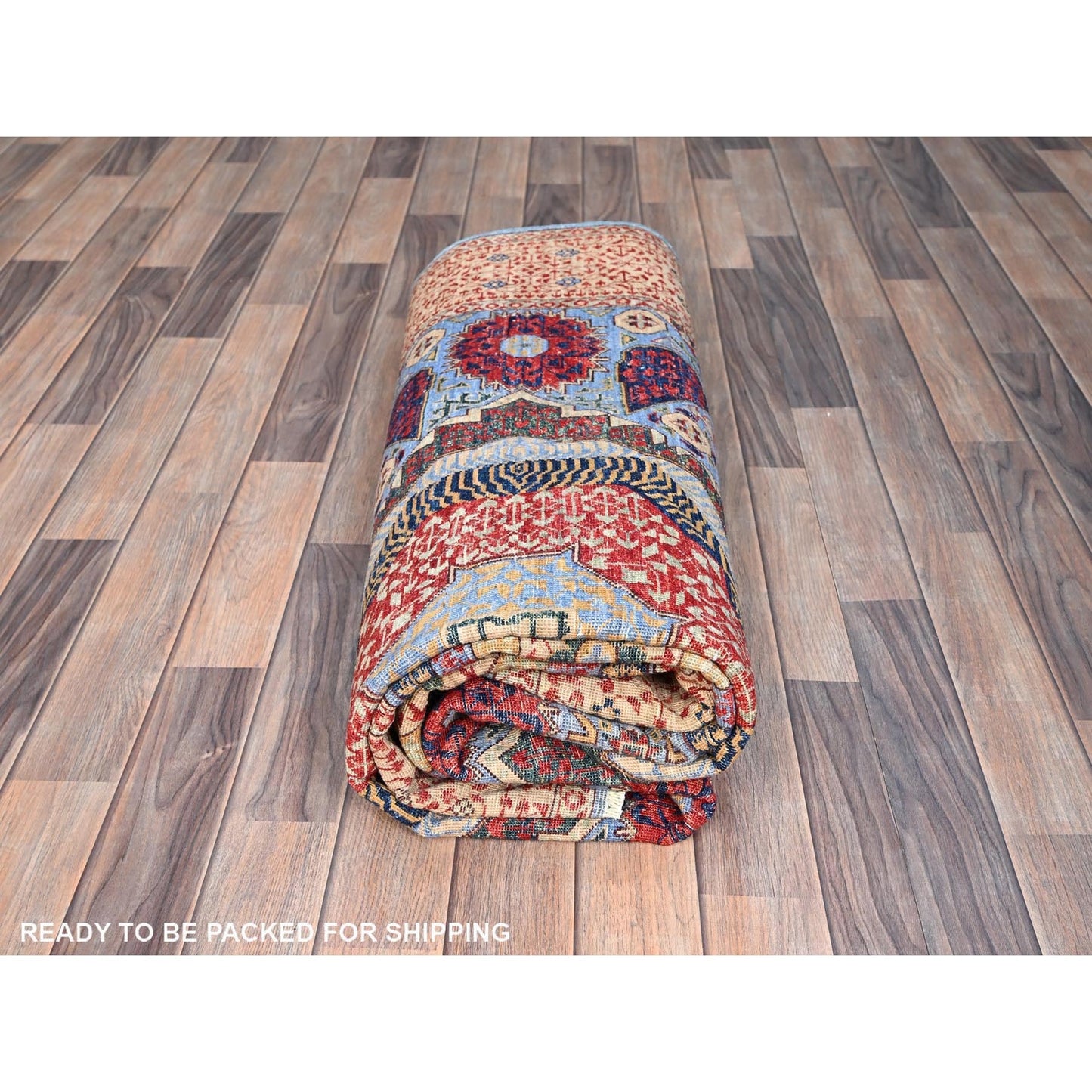 6'1"X9' Blue Hand Knotted All Wool Mamluk Dynasty 200 Kpsi Design Rug