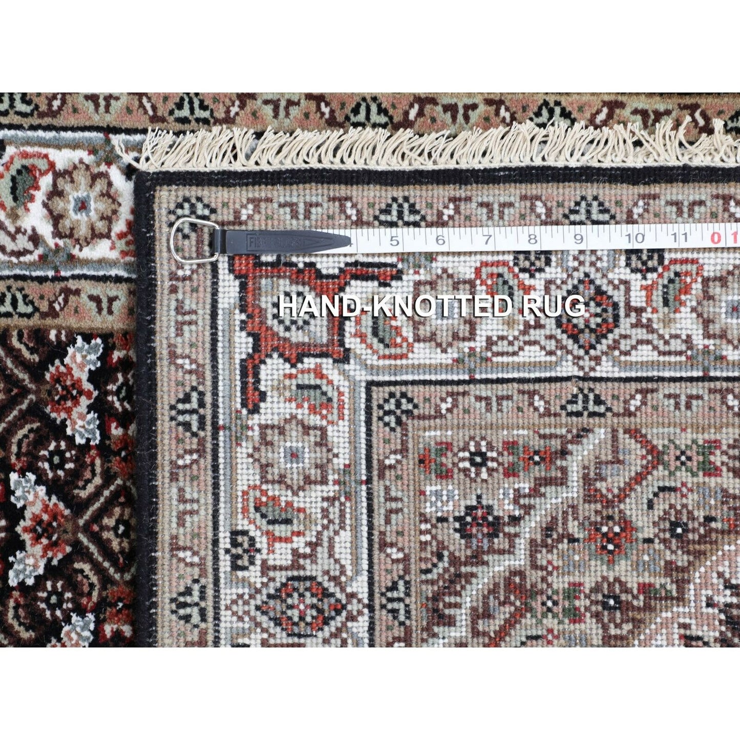 2'8"X10'1" Black Tebraz Mahi Fish Design Runner Hand Knotted Rug