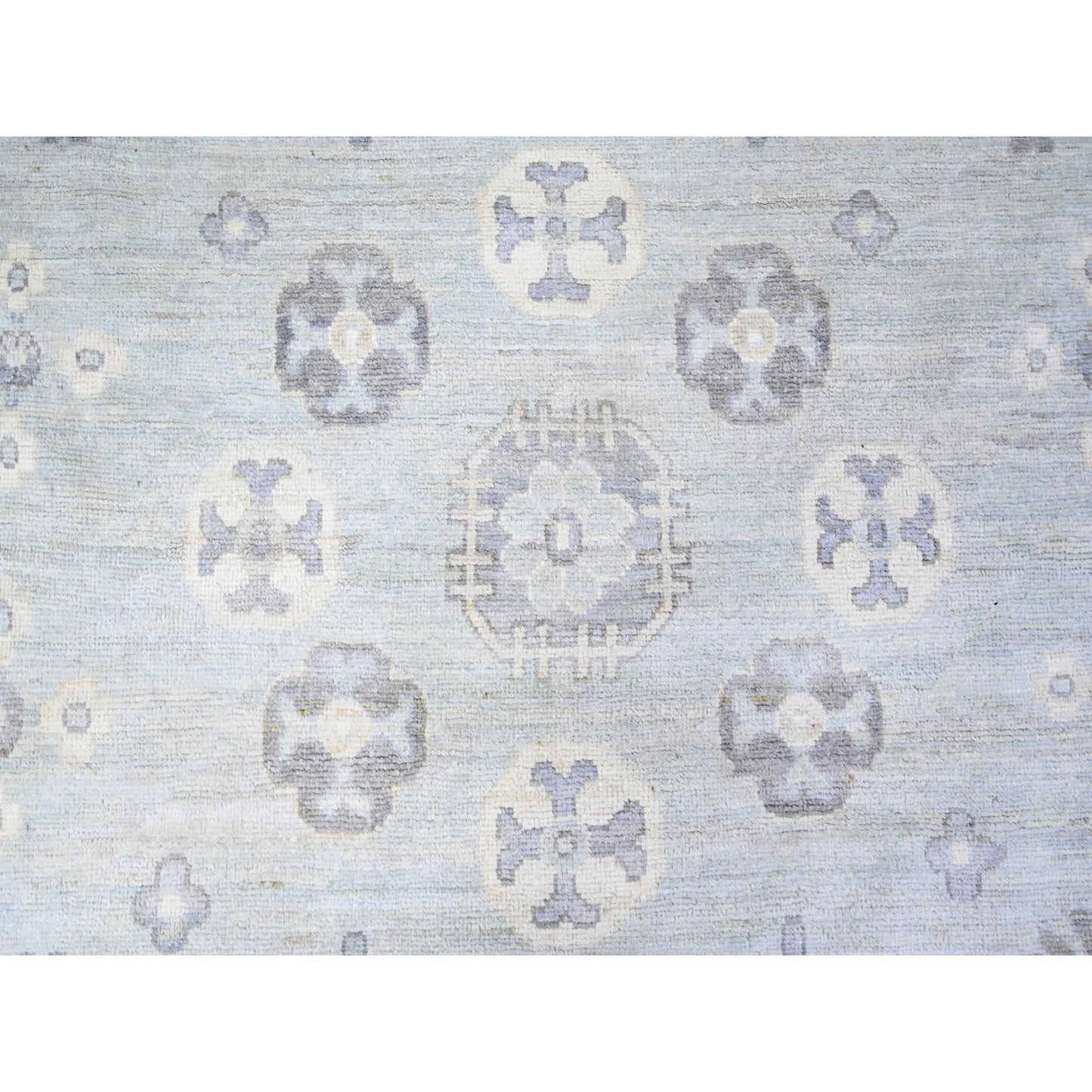 11'10"X16'3" Gray Wool Hand Knotted White Wash Peshawar Oversized Rug
