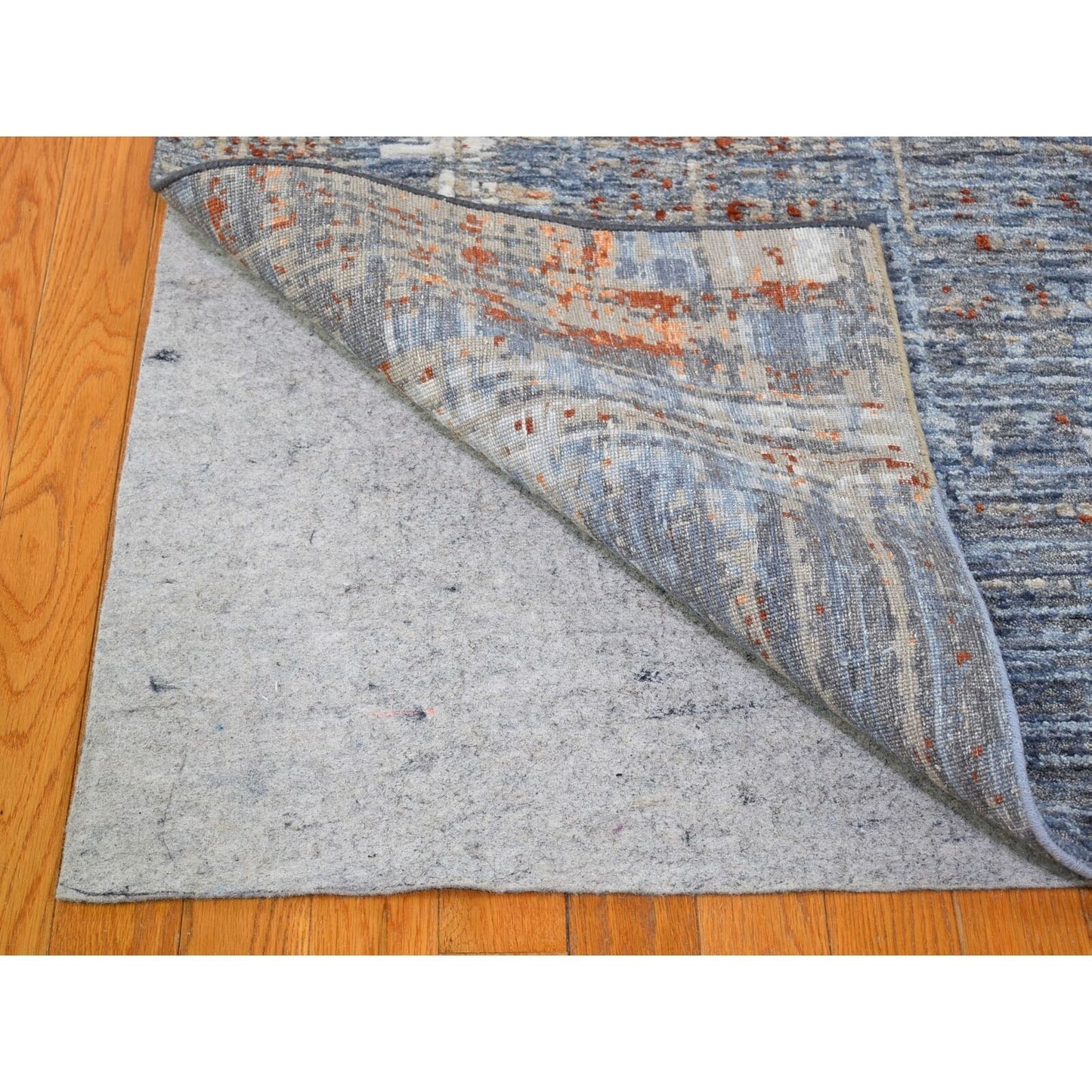 9'X12'2" Hi-Low Pile Abstract Design Denser Weave Wool&Silk Hand Made Rug
