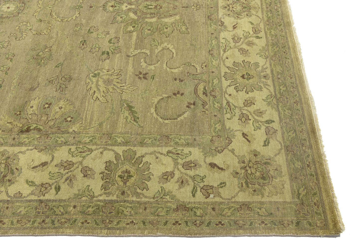 Hand-Knotted Wool Oriental Rug Large Distressed